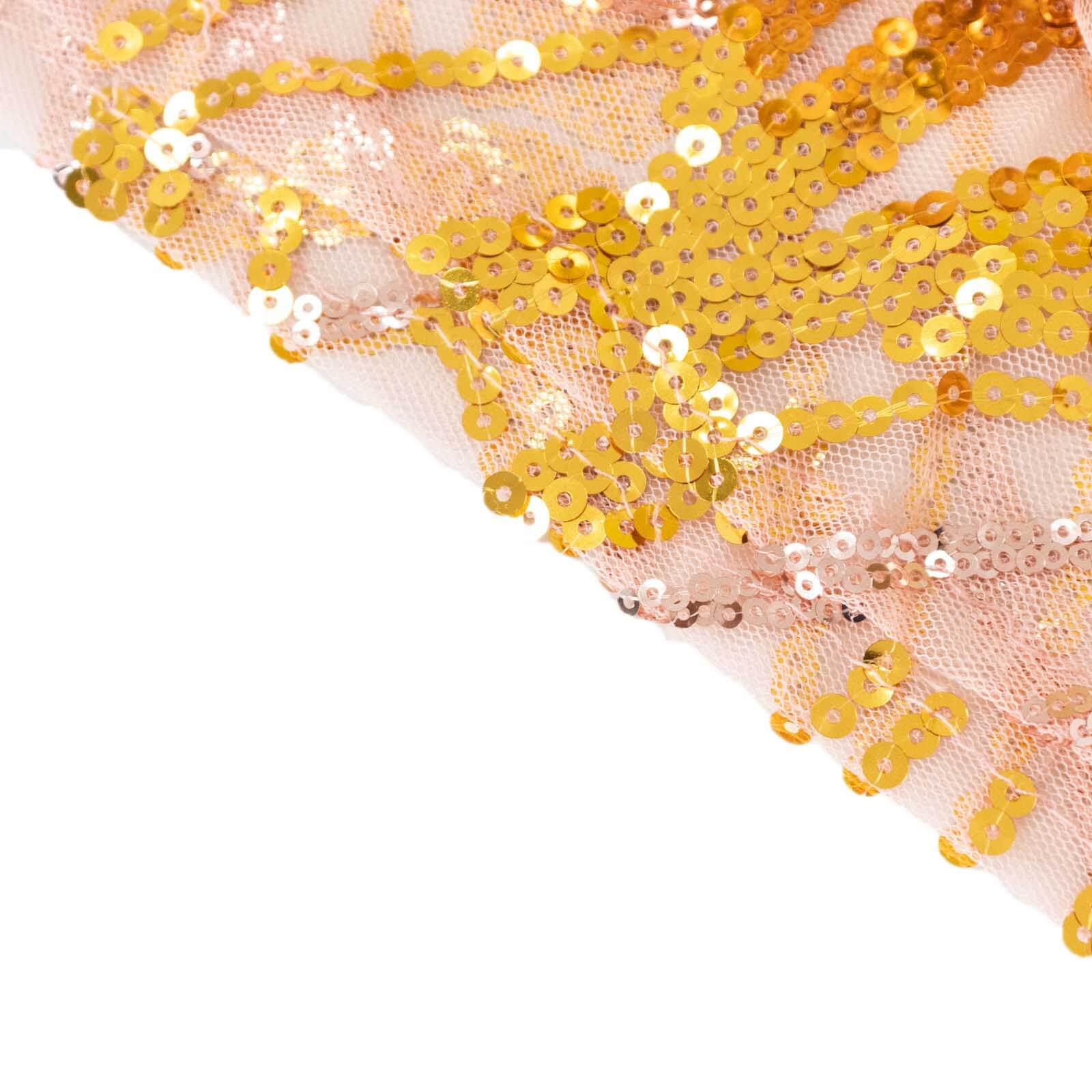 Set of 5 Rose Gold and Gold Sparkly Wave Sequin Mesh Cylinder Pedestal Stand Covers