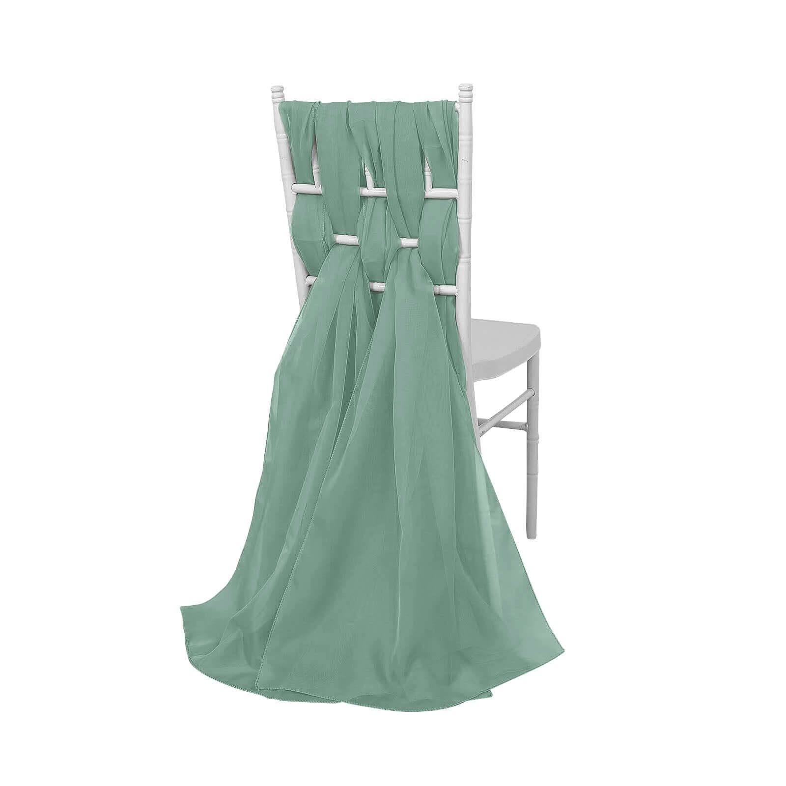 5-Pack Premium Eucalyptus Sage Chiffon Chair Sashes - Soft, Lightweight Designer Bows