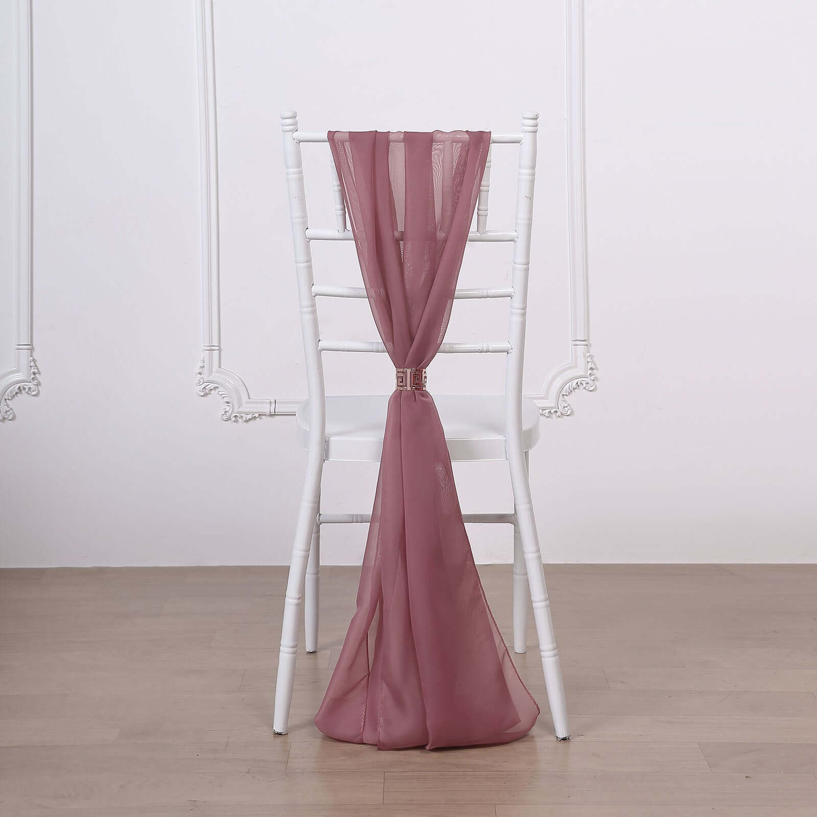 5-Pack Premium Mauve/Cinnamon Rose Chiffon Chair Sashes - Soft, Lightweight Designer Bows