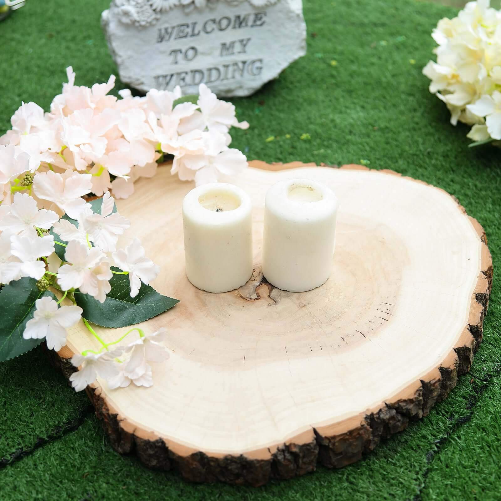 Hot! Polished Rustic Poplar Wood Round Slices for Wedding & Event Decor, 18 Dia