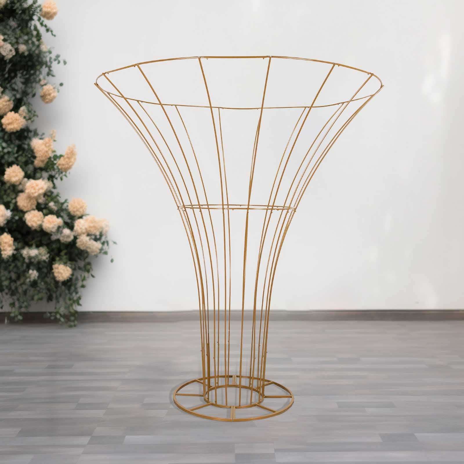 6.5ft Gold Blossom-Style Metal Floor Standing Wedding Floral Display Stand