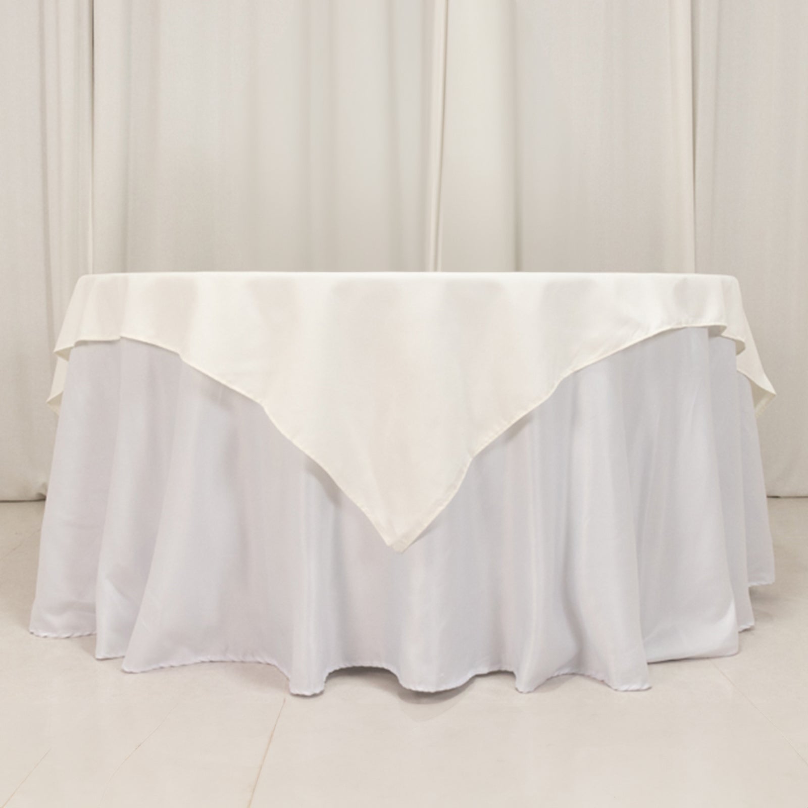 Ivory 70x70 Cotton Blend Wrinkle-Resistant Table Overlay - Ideal for Events