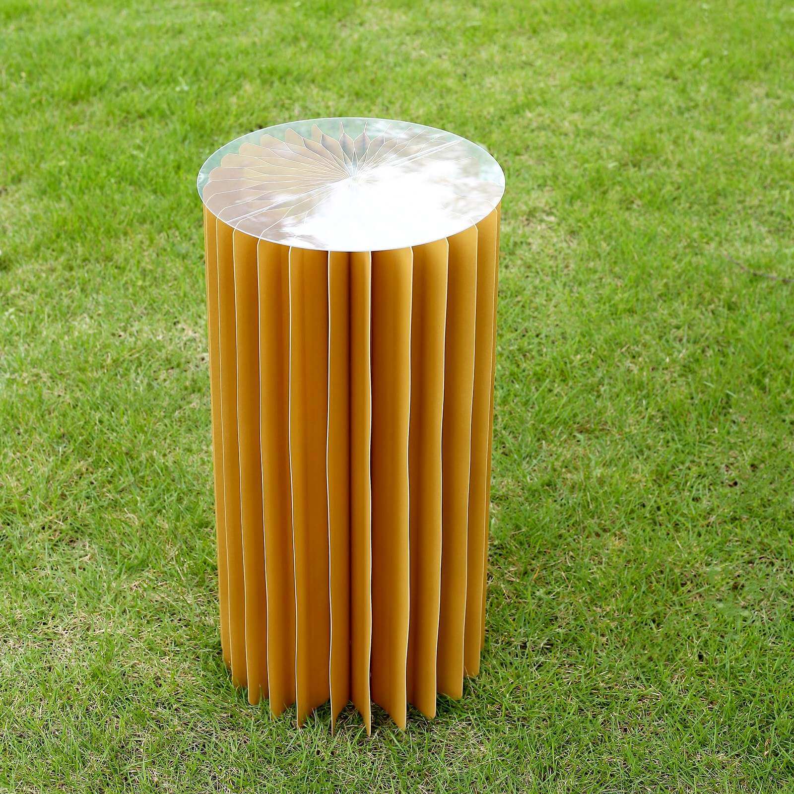 Hot! 24 - inch Gold Accordion Cylinder Display Stand with PVC Top Plate