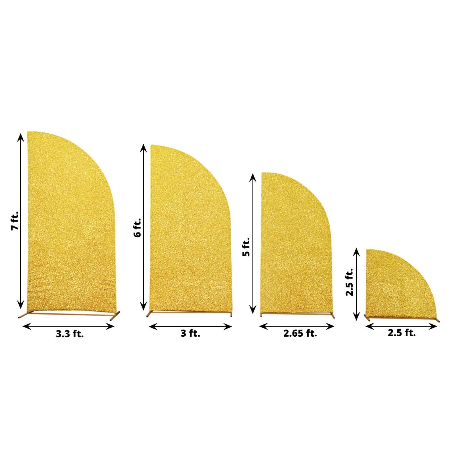 4-Piece Gold Shimmer Tinsel Chiara Wedding Arch Covers for Half Moon Stands (2.5ft - 7ft)