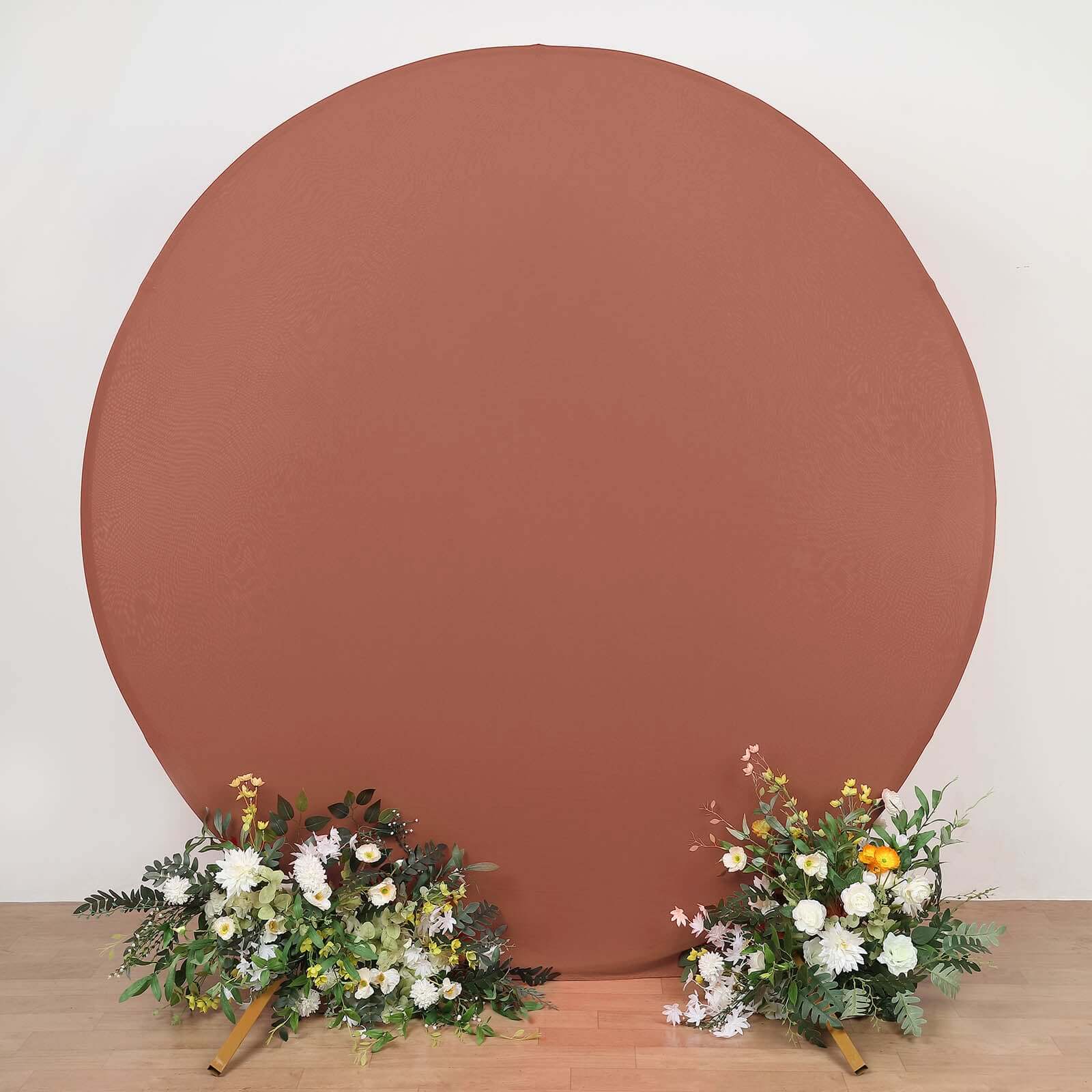 7.5ft Double-Sided Terracotta (Rust) Round Spandex Party Backdrop Stand Cover