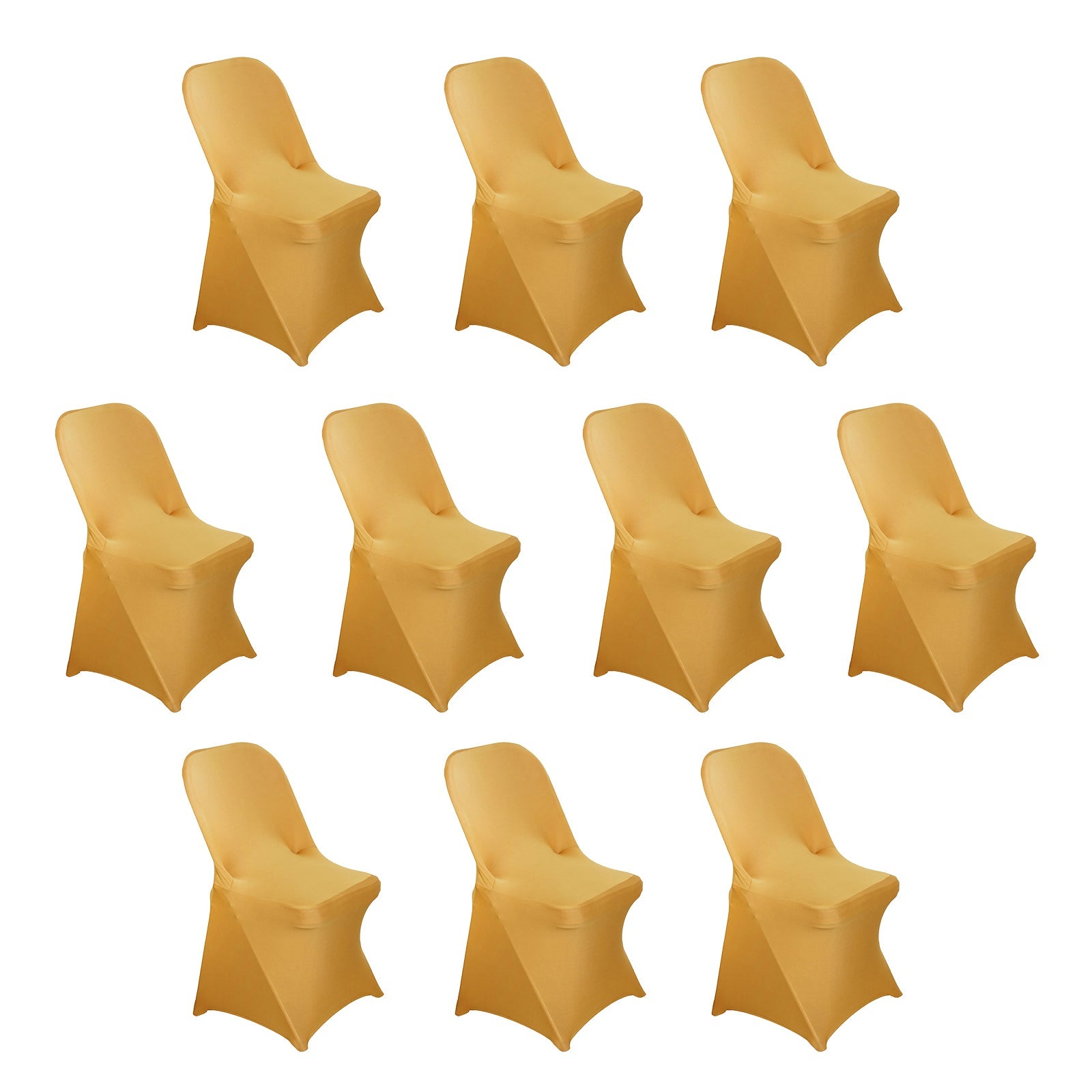 10-Pack Gold Stretch Spandex Slipcovers for Folding Chairs - Durable 160GSM for Events