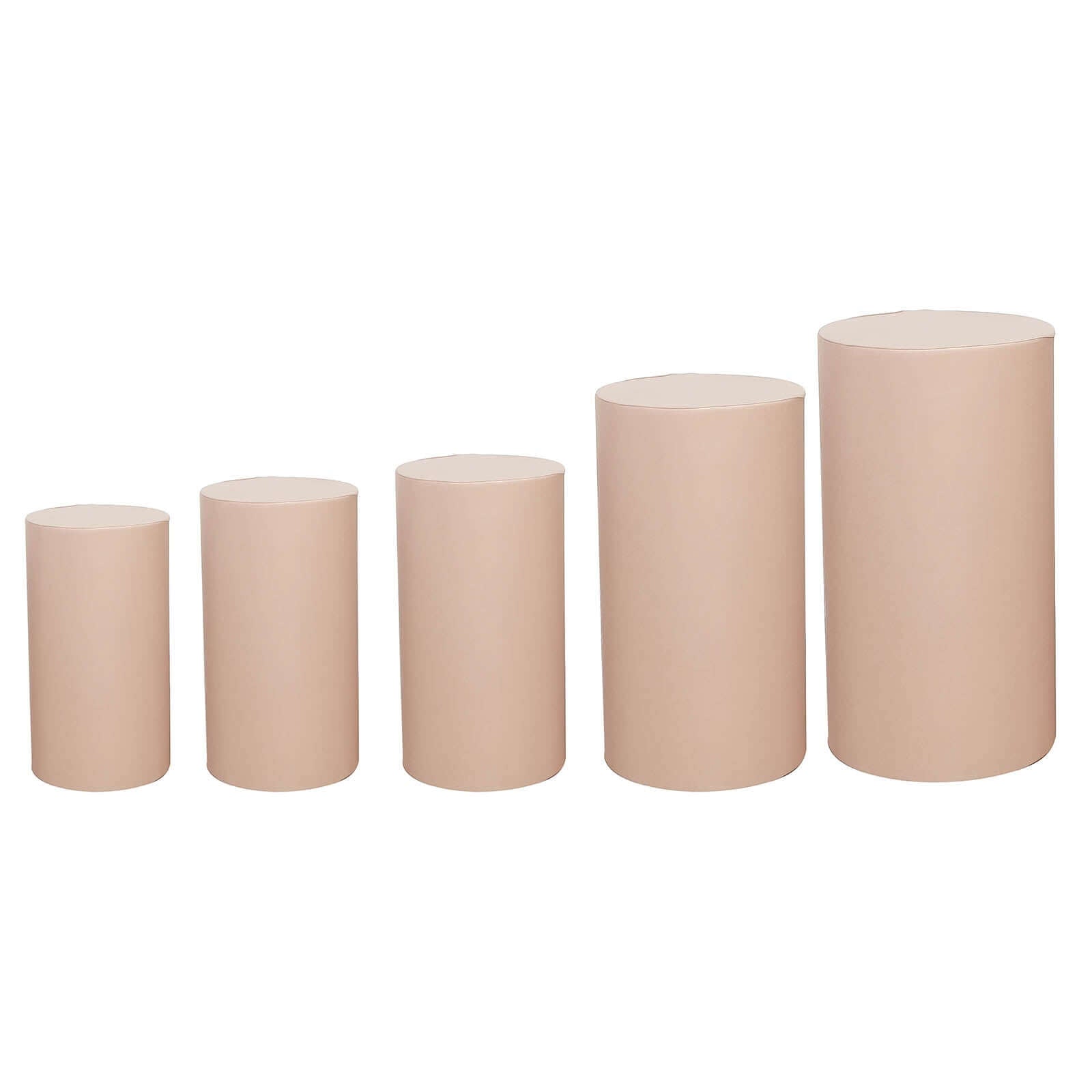 Amazing Deal! Set of 5 Nude Stretchable Spandex Cylinder Pedestal Stand Covers, 160 GSM