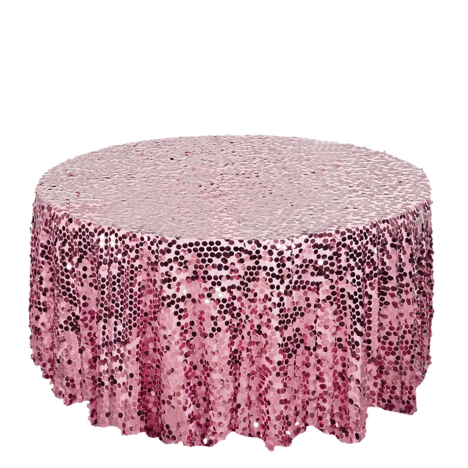Hot Sale! Pink Sequin Round Tablecloth - 120