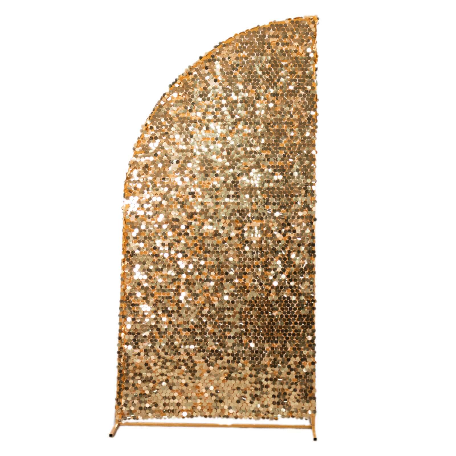 6ft Gold Double-Sided Payette Sequin Wedding Arch Cover - Ideal for Half Moon Backdrop Stand