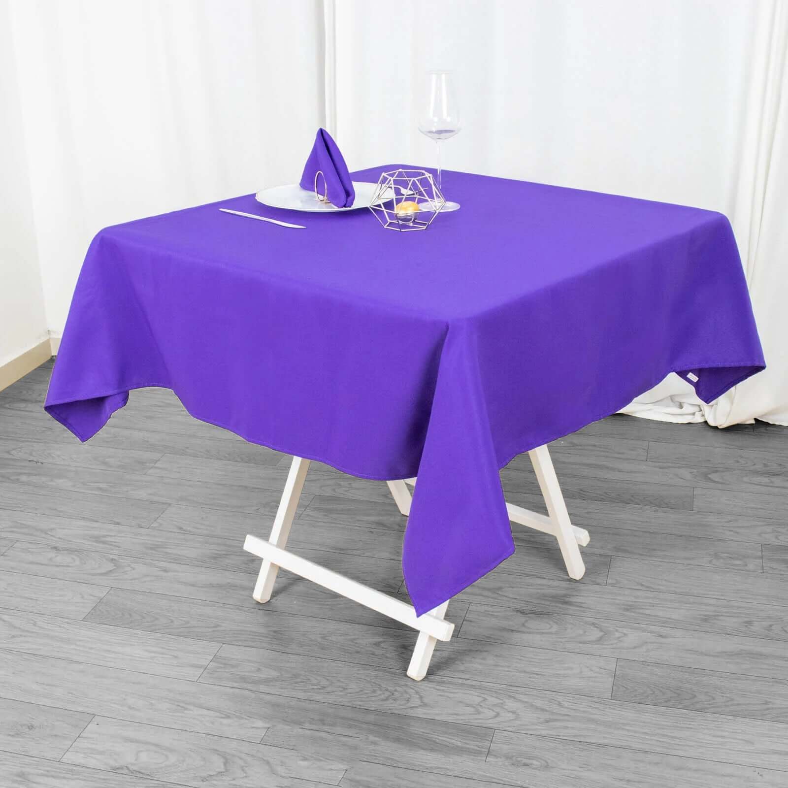 Hot Sale! 54x54 Purple Square Polyester Tablecloth - 220GSM Stain & Wrinkle Resistant