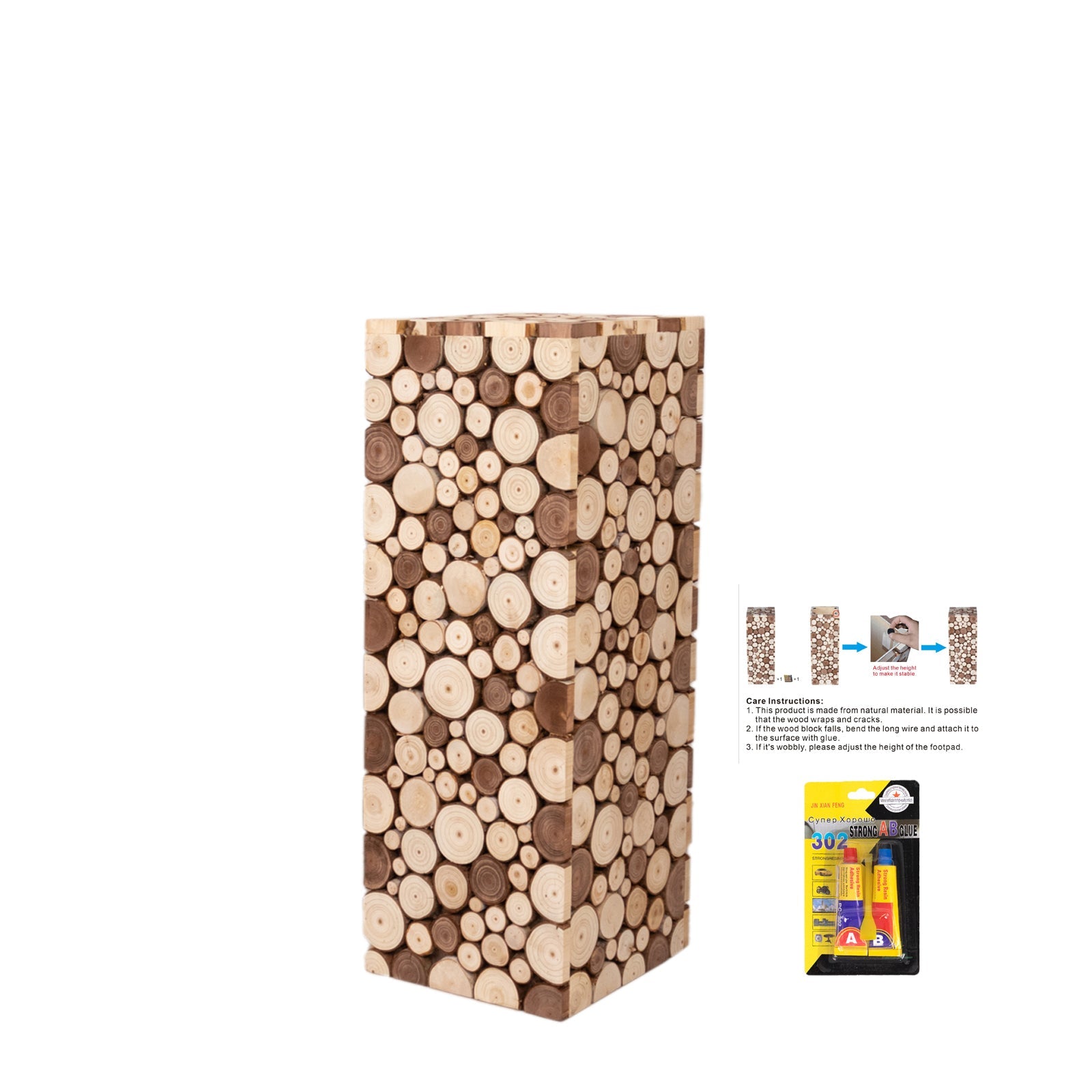 30" Natural Wooden Rectangular Pillar Prop Pedestal Stand for Rustic Farmhouse Decor - Handmade!
