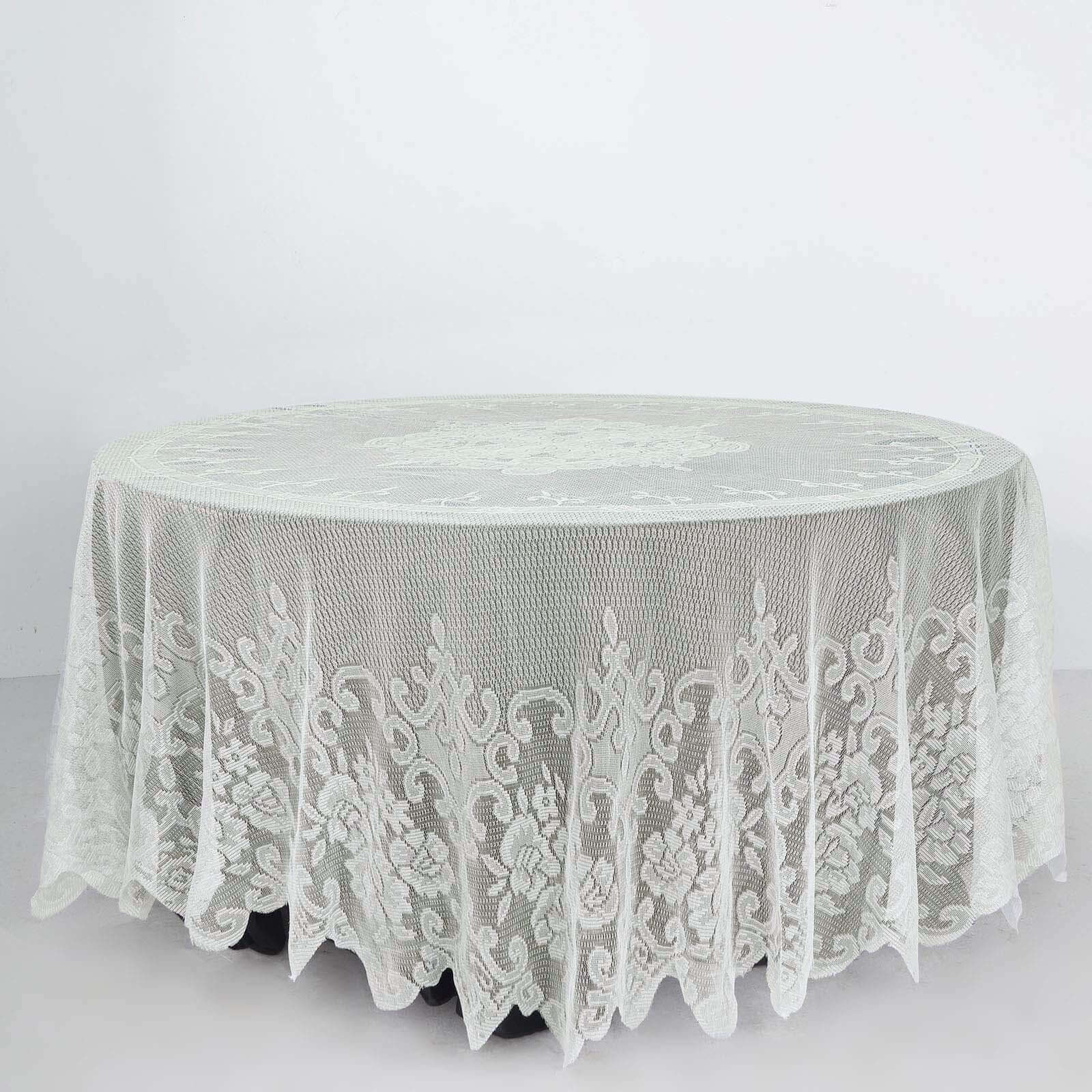 Premium Ivory 108-Inch Round Lace Tablecloth for Formal Events - Ideal Decor