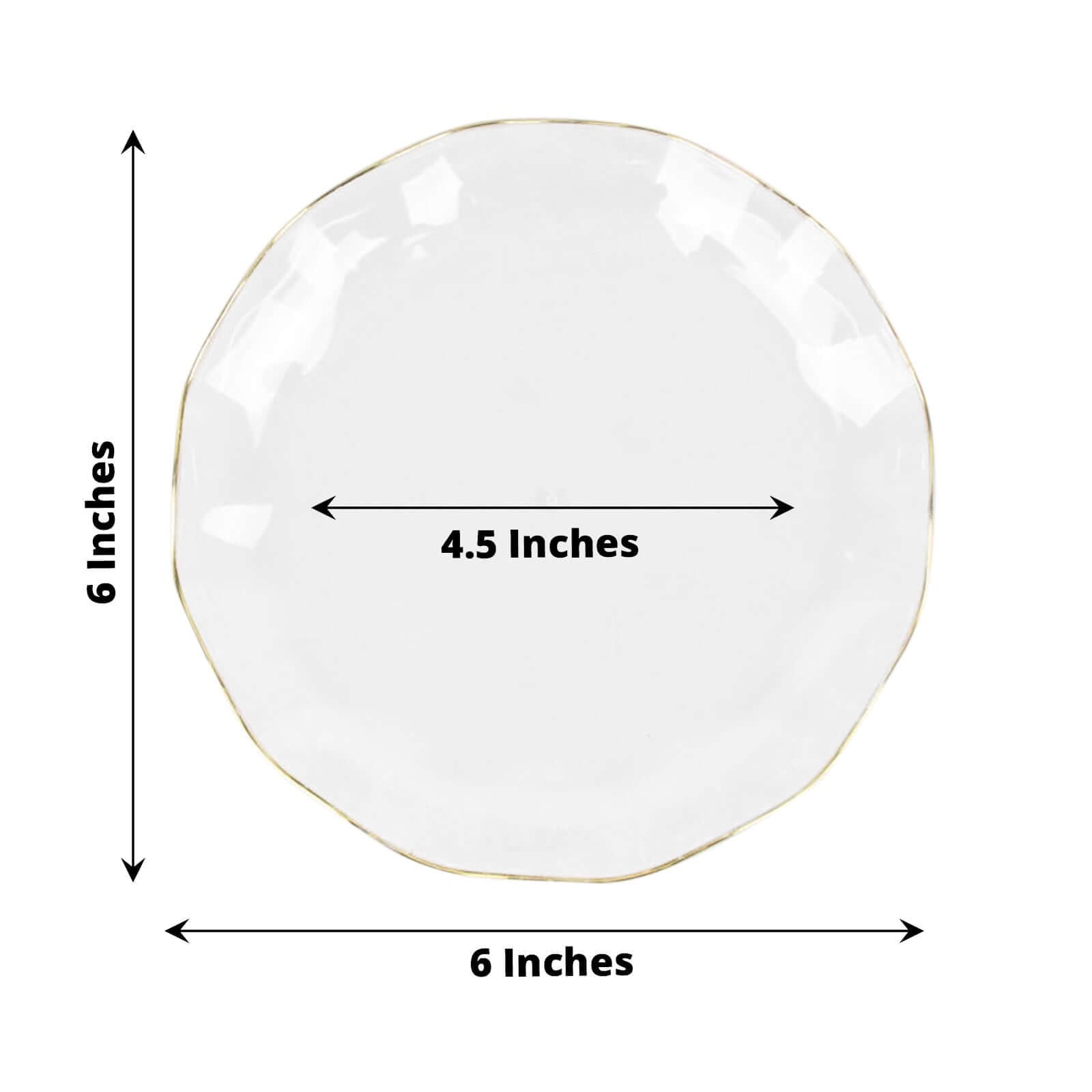 Hot Deal! 10-Pack Disposable Plastic Round 6-Inch Dessert Plates with Clear Ruffled Rim and Gold Edging