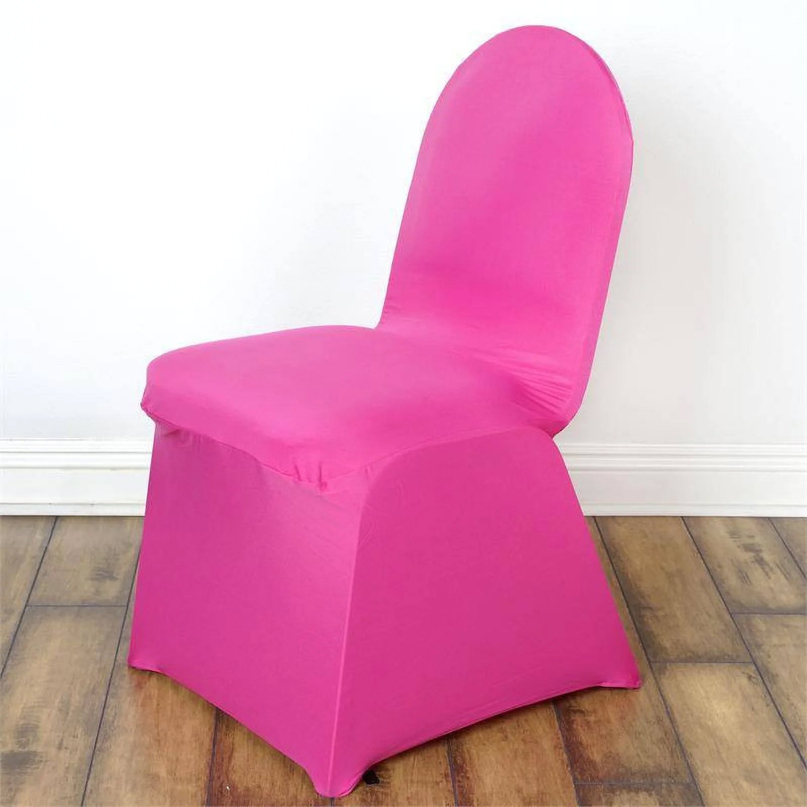 10-Piece Fuchsia Spandex Stretch Slip-On Chair Covers for Banquets - Durable & Reusable