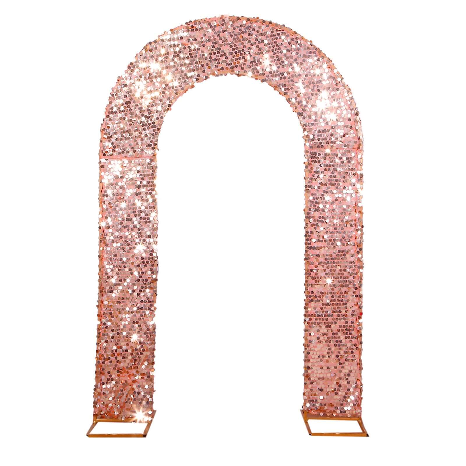 8ft Rose Gold U-Shaped Double Sided Payette Sequin Wedding Arch Slipcover