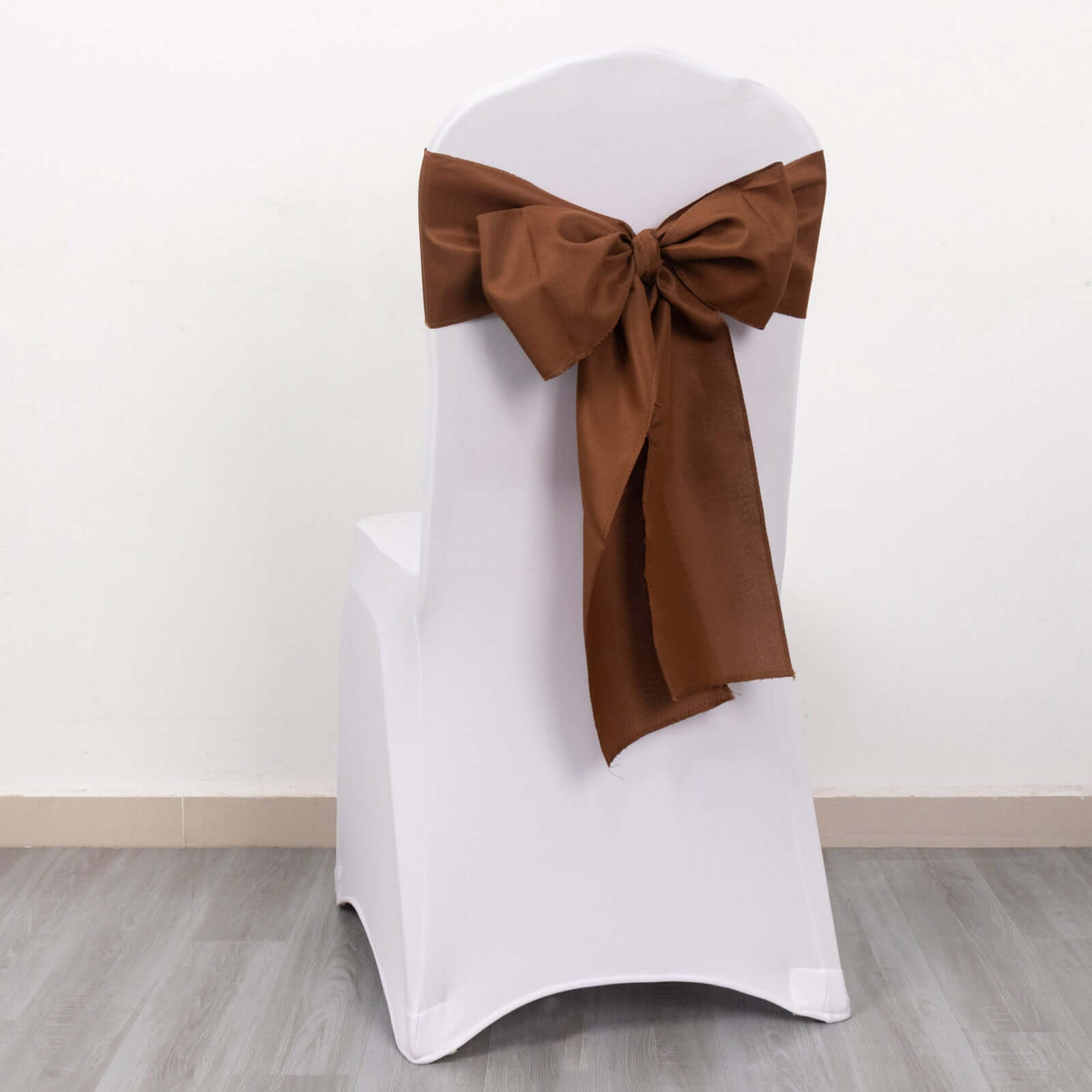 Hot Deal! 5-Piece Set of Polyester Chair Sashes in Cinnamon Brown, 6x108 Inches