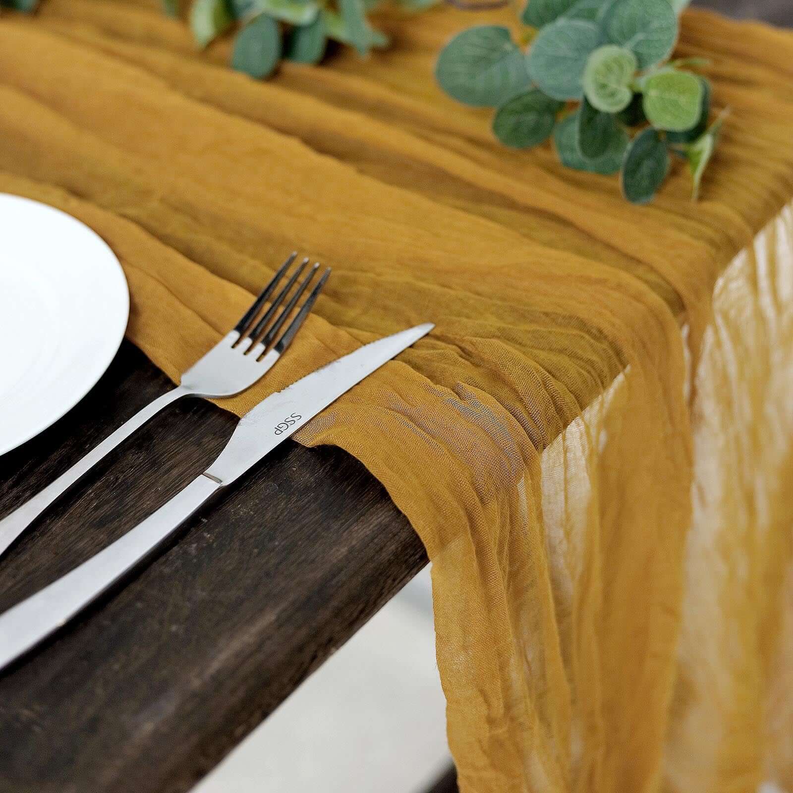Hot! 10ft Mustard Yellow Gauze Cheesecloth Table Runner - Rustic Boho Style