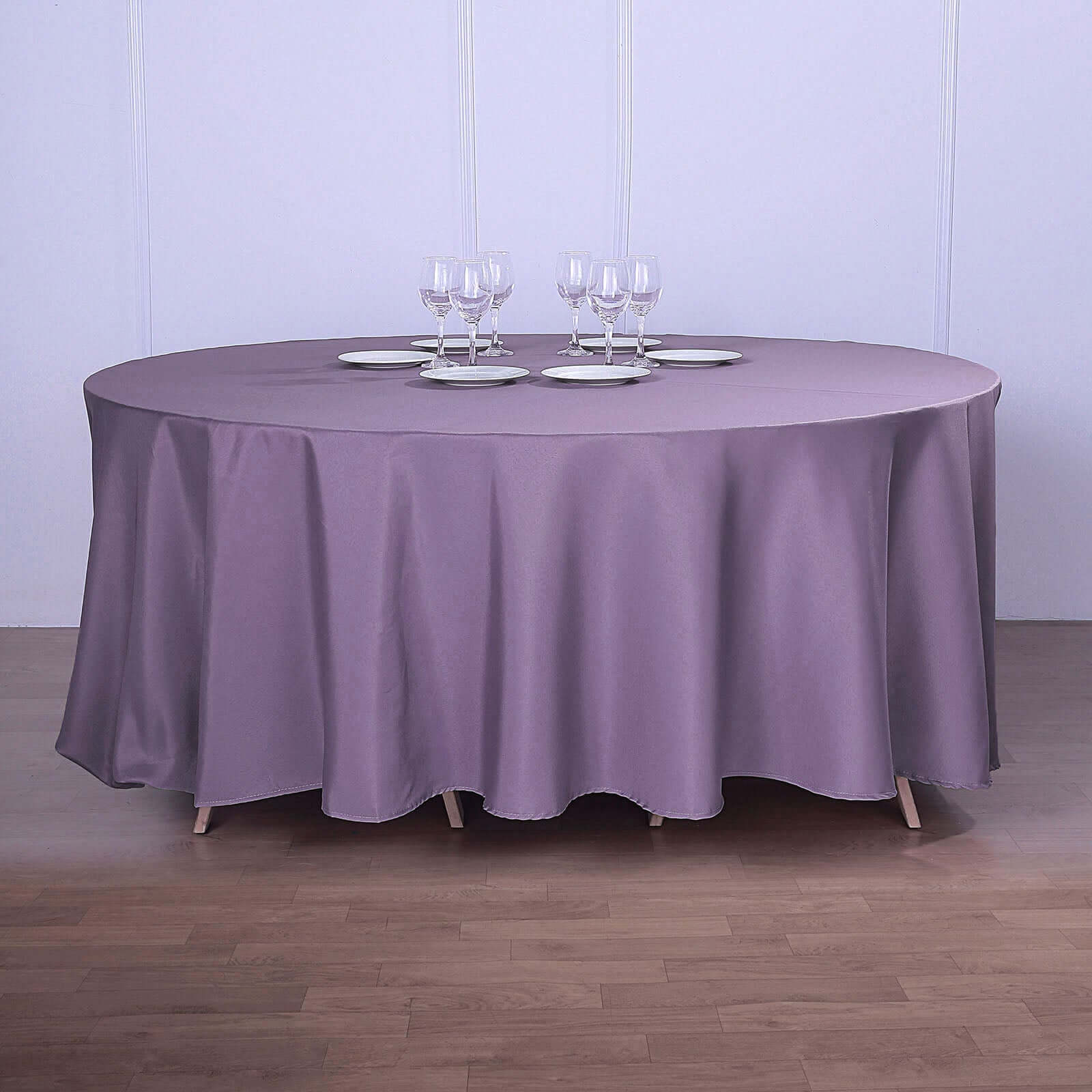 Seamless Wrinkle-Resistant Violet Amethyst 120' Polyester Round Tablecloth - Ideal for Events