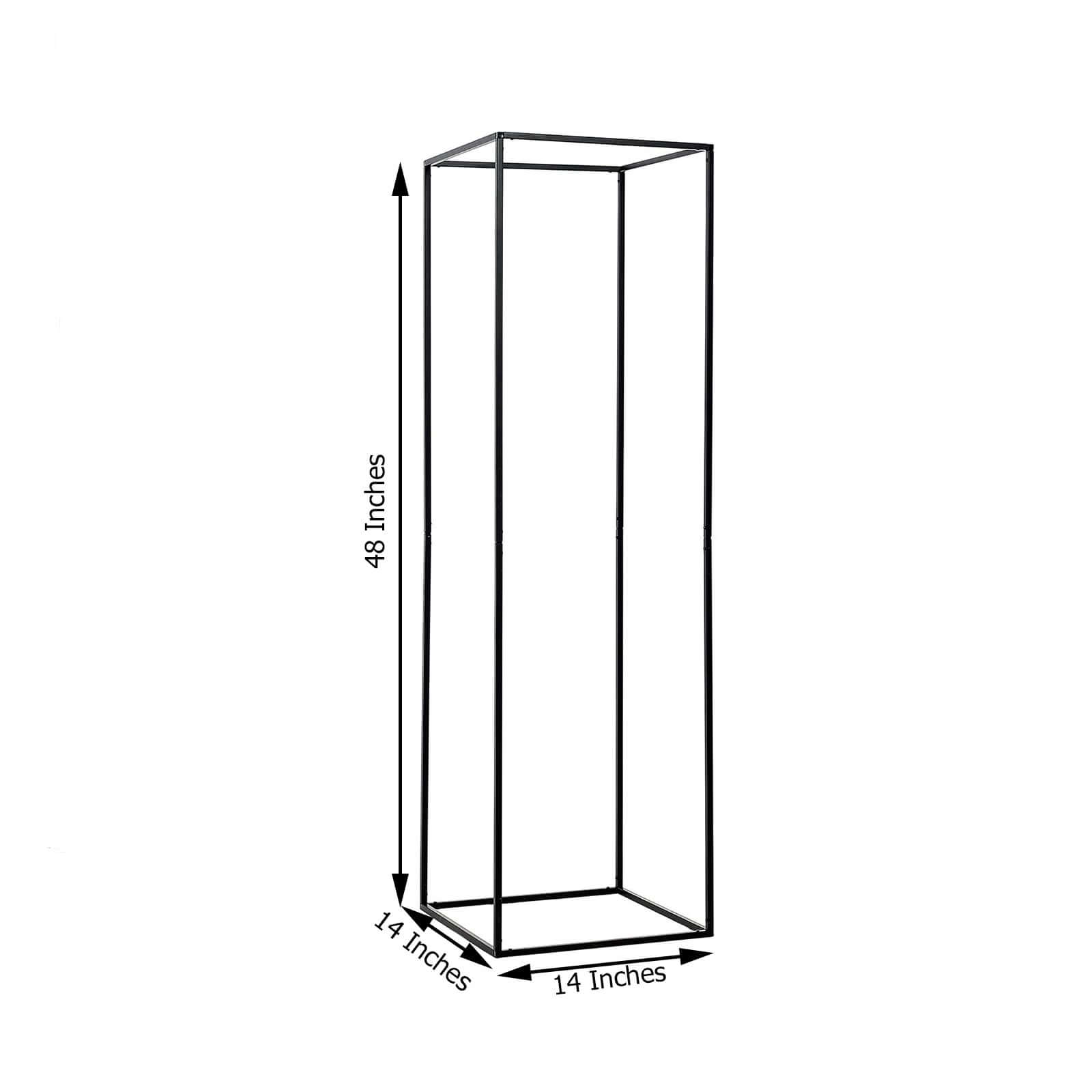 2-Pack Matte Black Metal Geometric Rectangular Flower Stand - Ideal for Upscale Wedding Arrangements