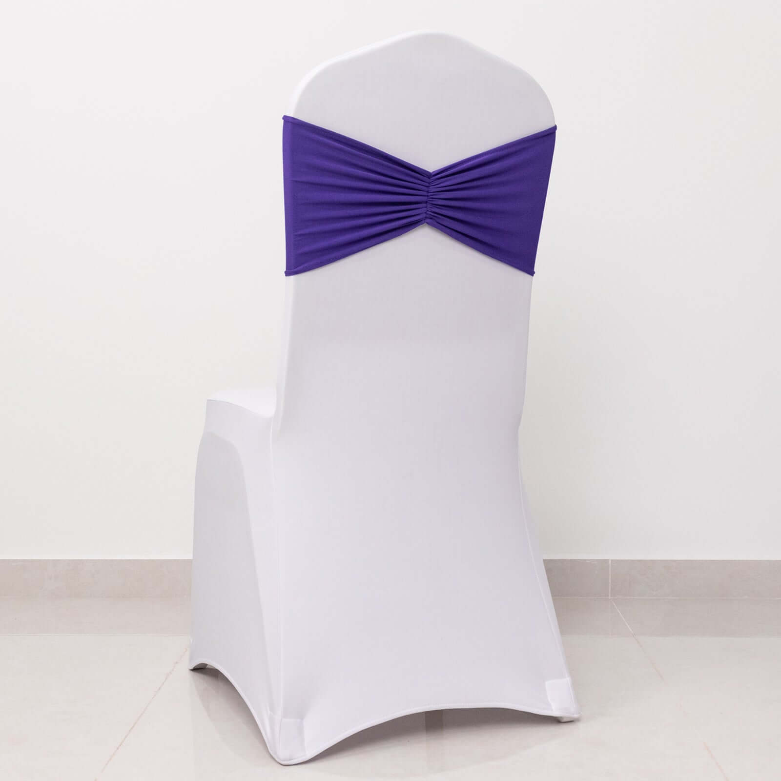 Hot Deal! 5-Pack Purple Ruffled Spandex Chair Sashes - Wide & Easy Stretch Bands