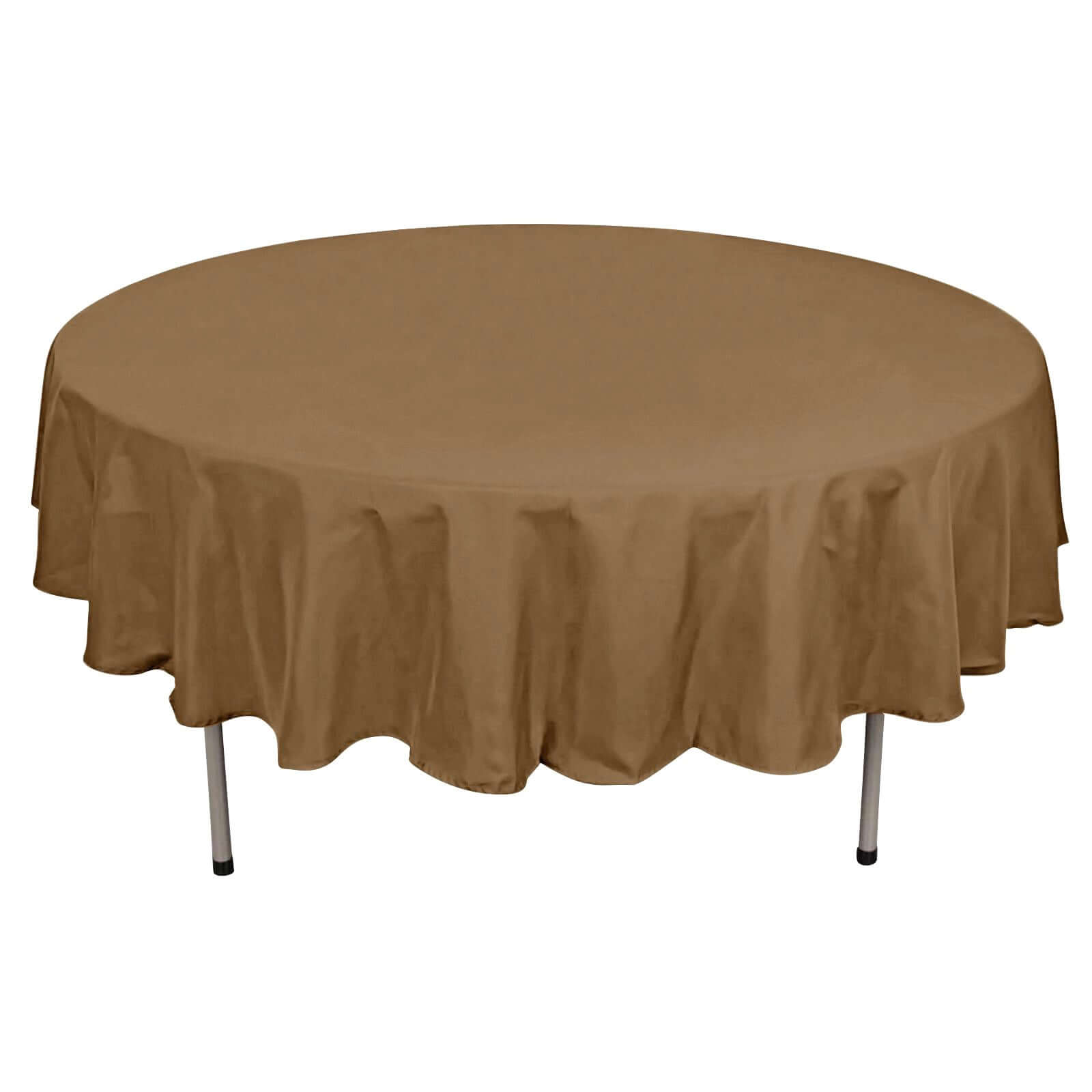 Taupe 90-Inch Polyester Round Tablecloth: Stain & Wrinkle-Resistant