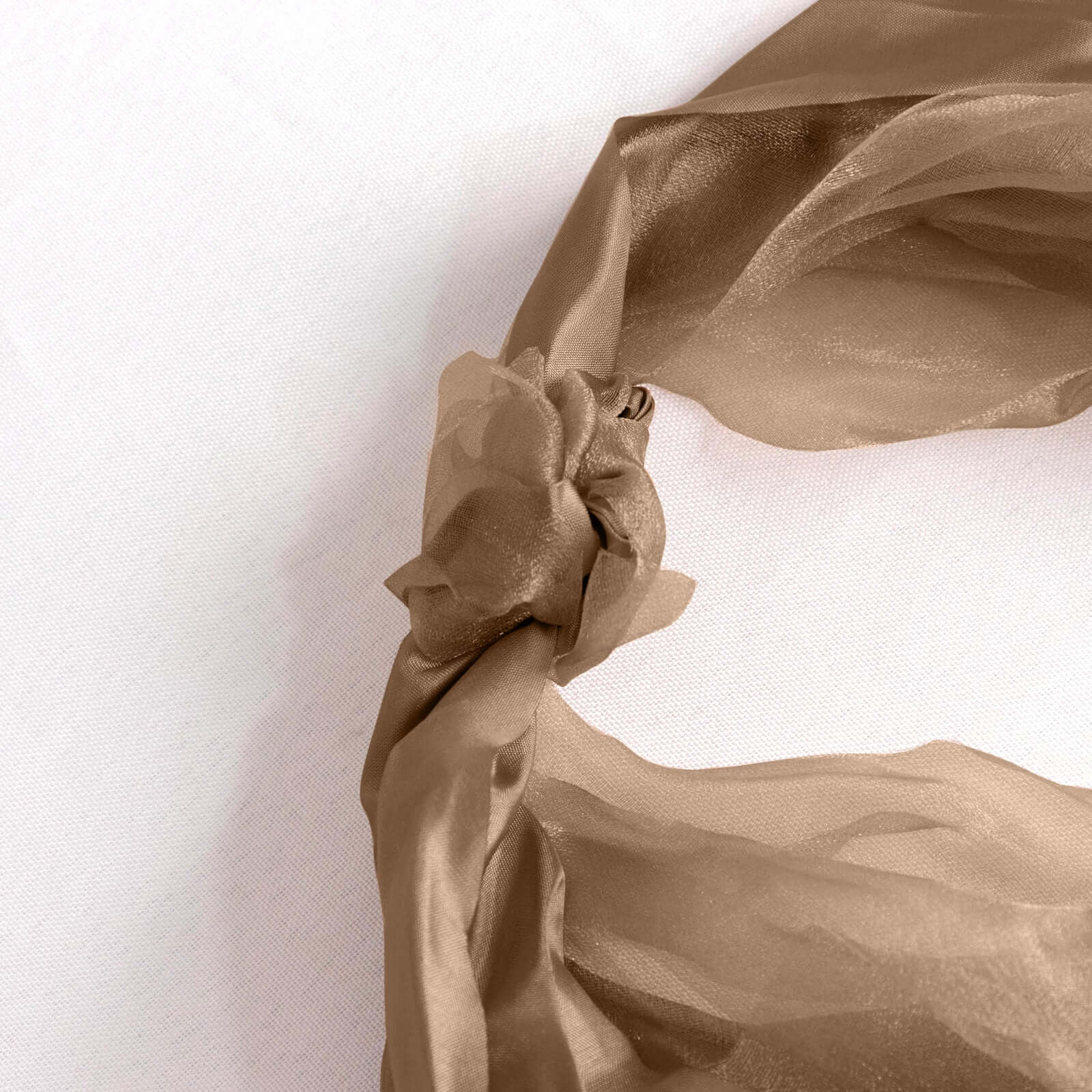 5-Piece Taupe Chiffon Satin Curly Willow Chair Sashes - Effortless Installation