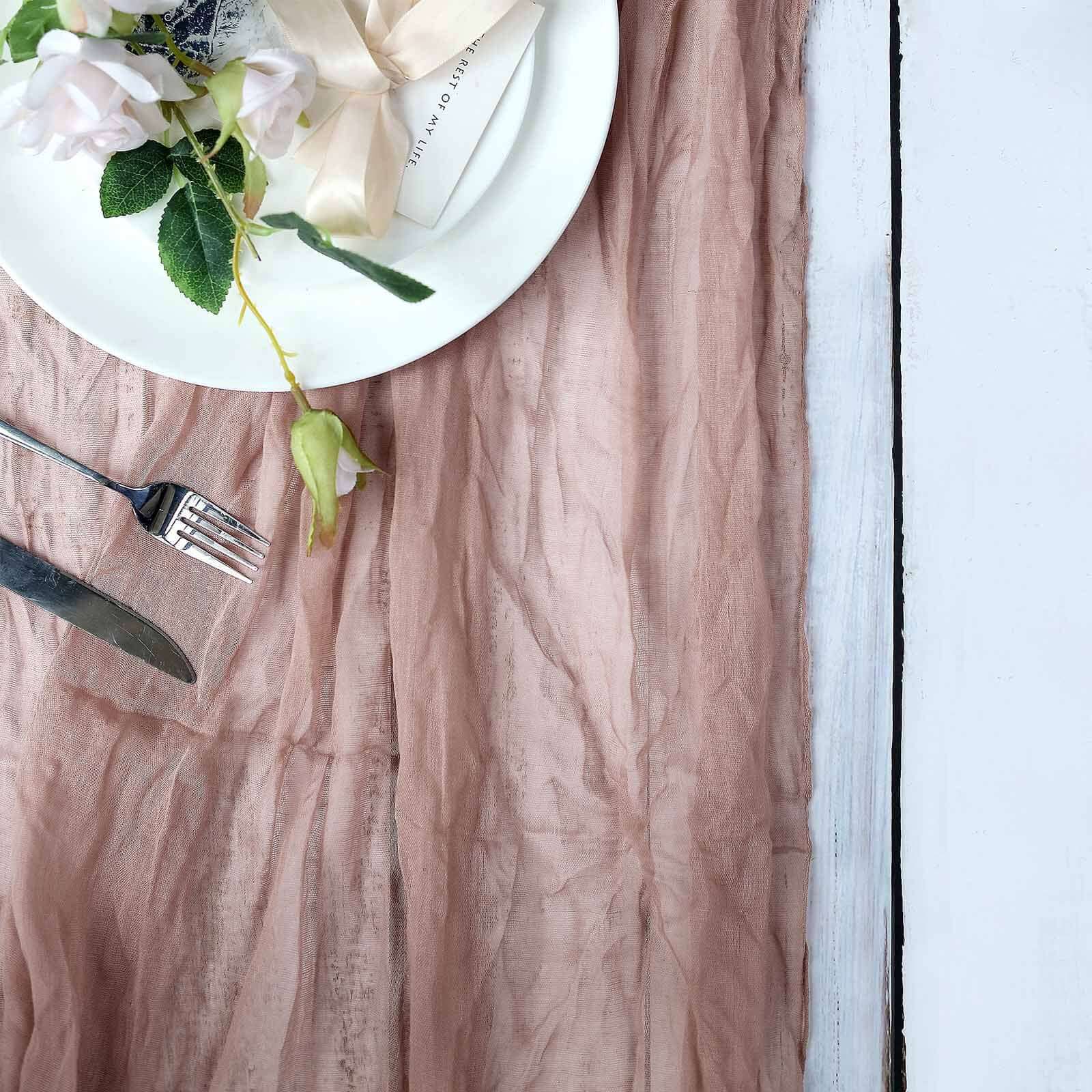 Get This Rustic Boho Style 10ft Dusty Rose Gauze Cheesecloth Table Runner
