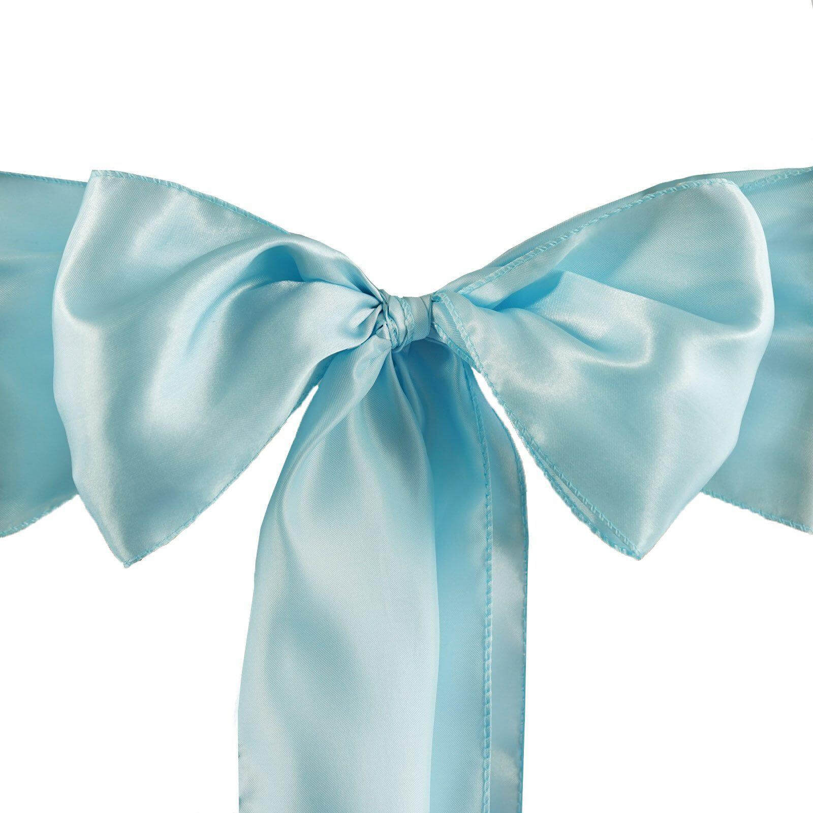 5-Piece Set of Light Blue Satin Chair Sashes - Durable, Shiny Bows 6x106