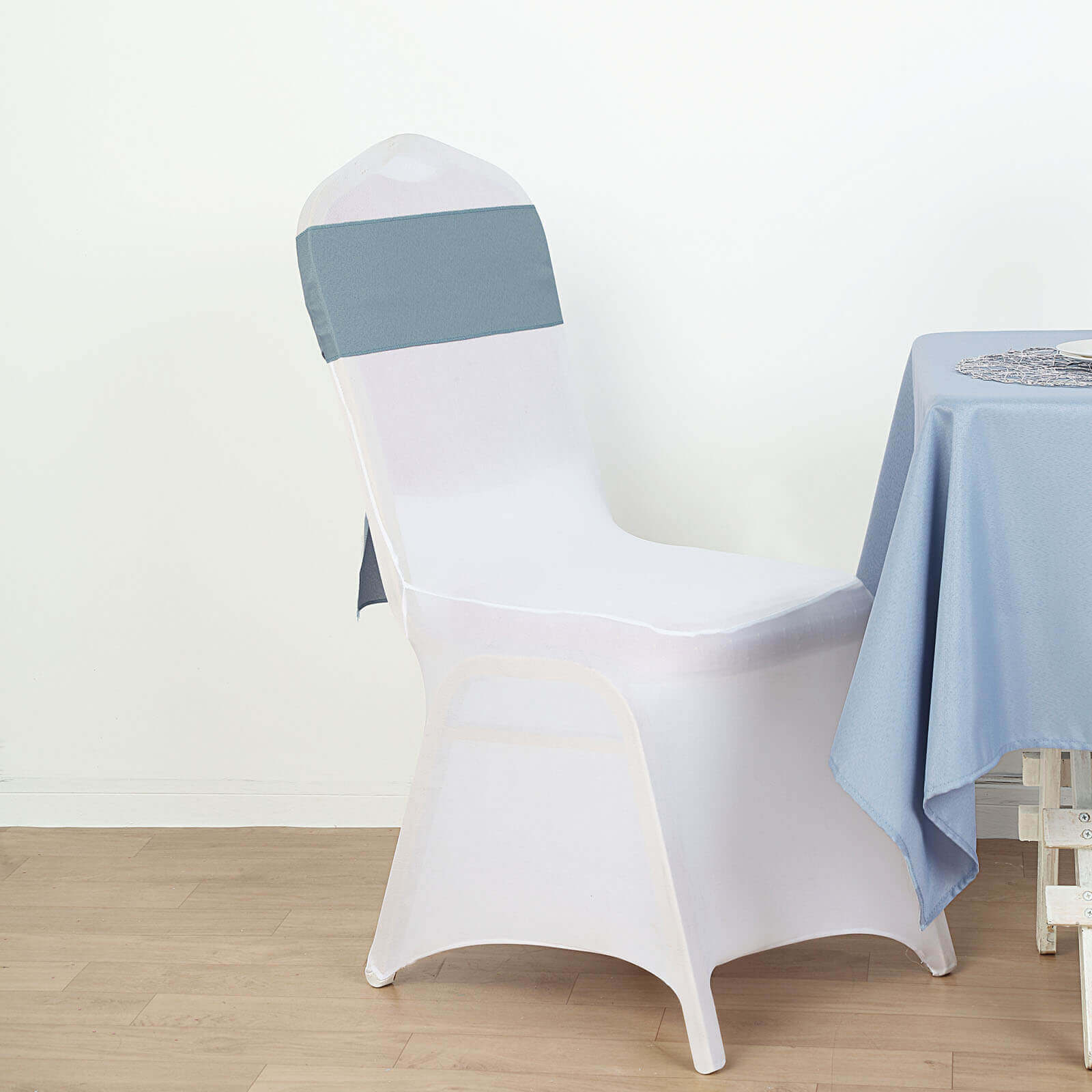 5-Piece Dusty Blue Polyester Chair Sashes, 6x108 Inches