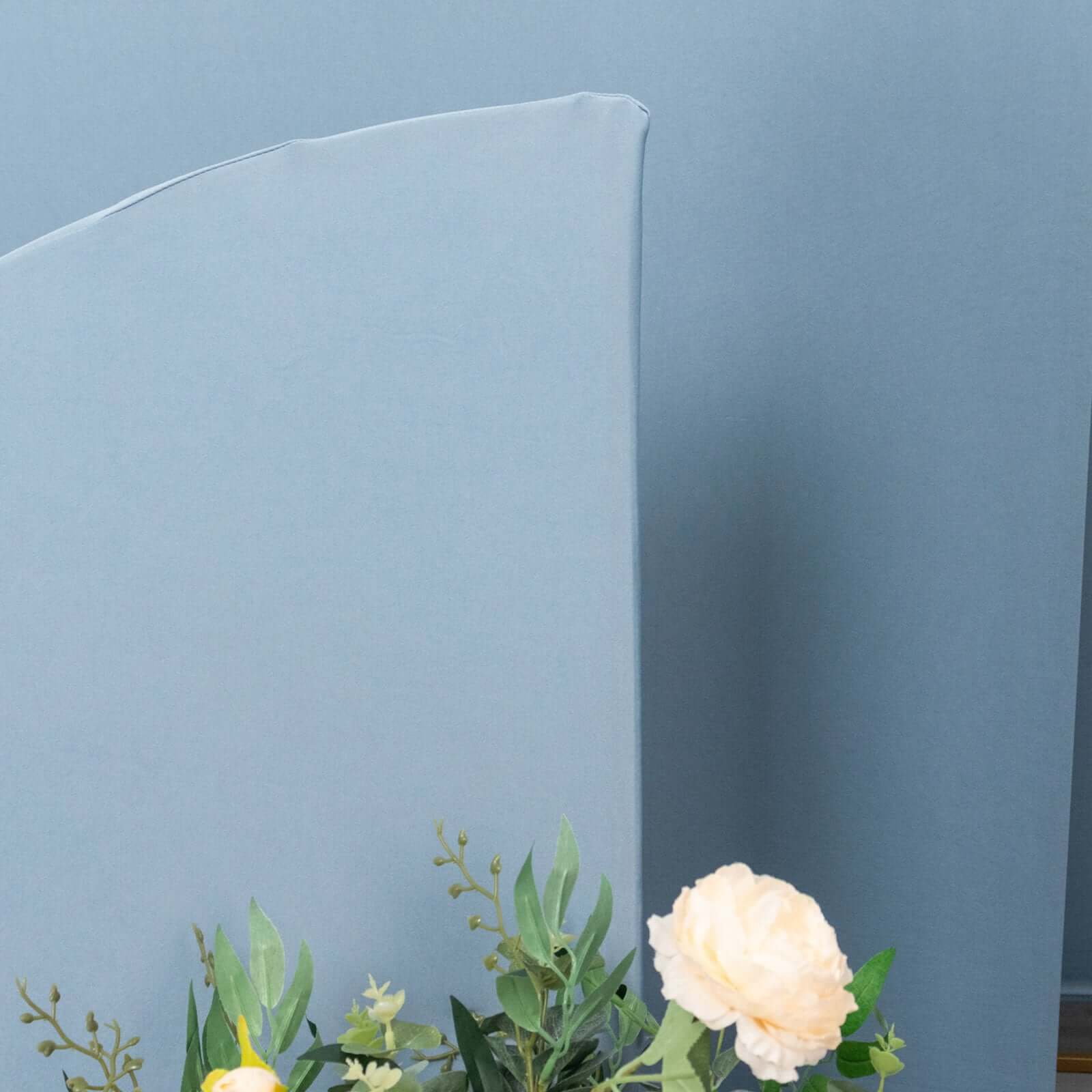 4-Piece Matte Dusty Blue Spandex Half Moon Wedding Arch Backdrop Covers in Various Sizes
