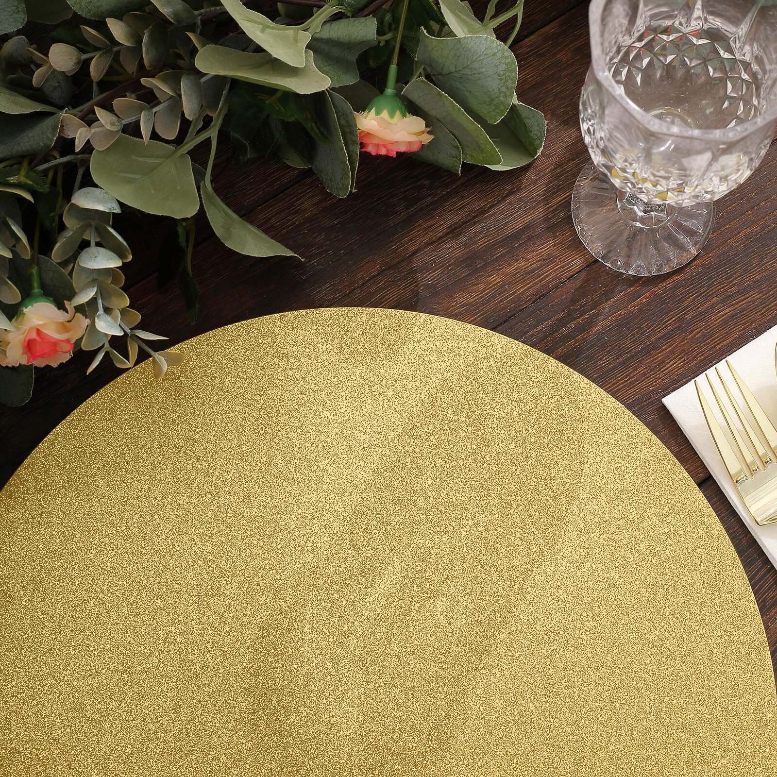 20-Piece Set of Disposable Gold Glitter Paper Placemats - 210GSM, 13" for Elegant Events