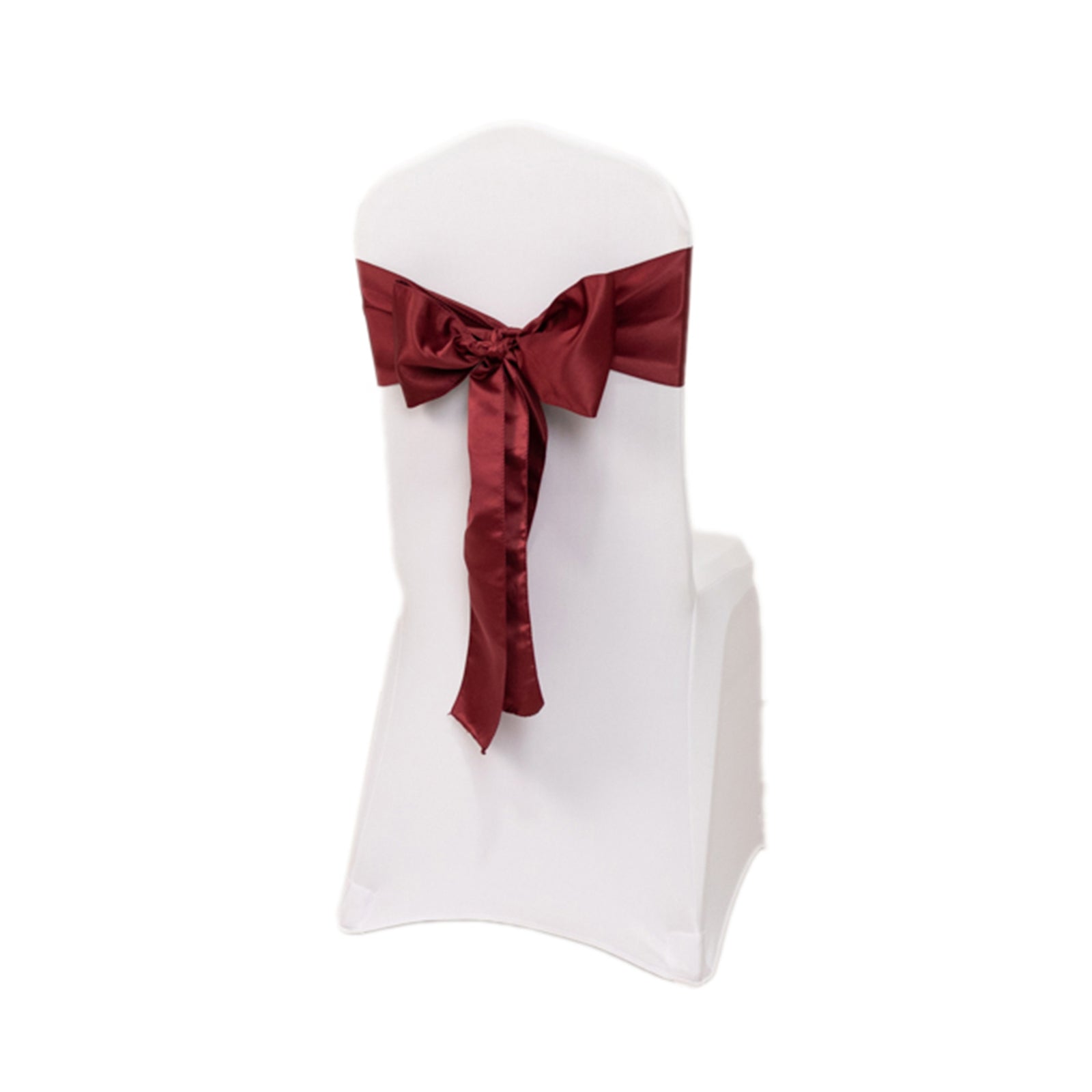 Set of 5 Lamour Satin Burgundy Chair Sashes, 6x106 - Elegant Reusable Decor