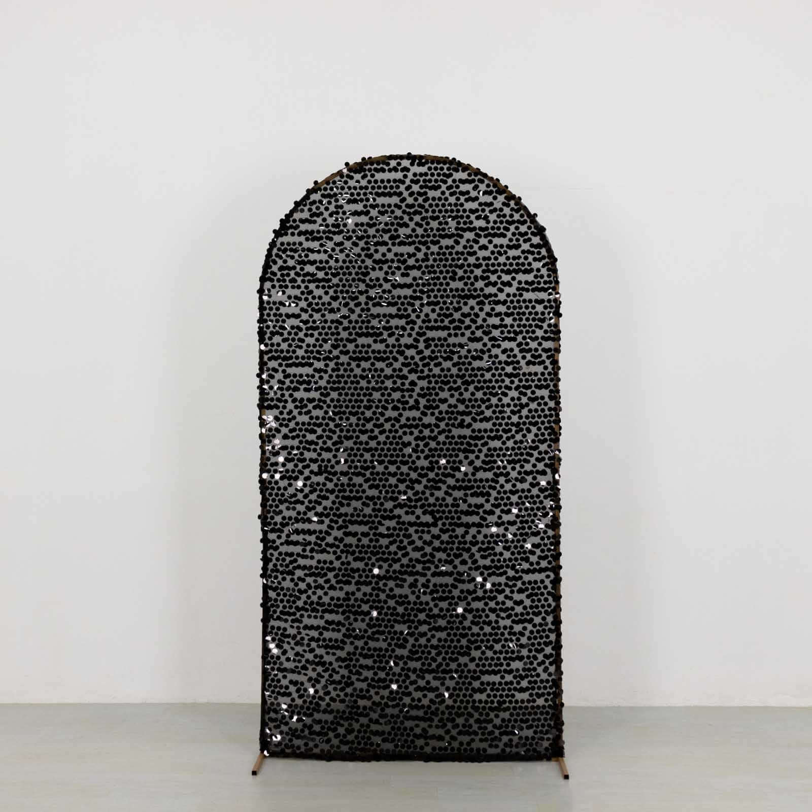 Hot! 7ft Black Sparkly Payette Sequin Fitted Wedding Arch Cover