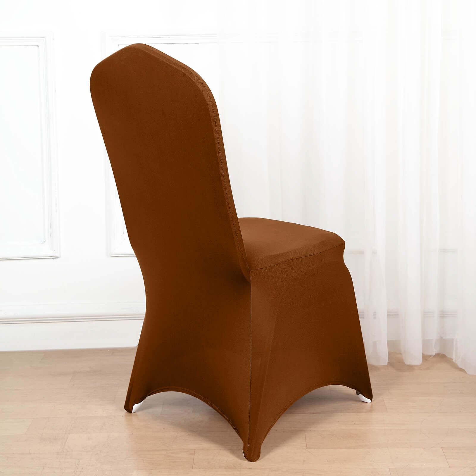 Cinnamon Brown Stretch Spandex 160GSM Slip-On Chair Cover for Banquet Chairs