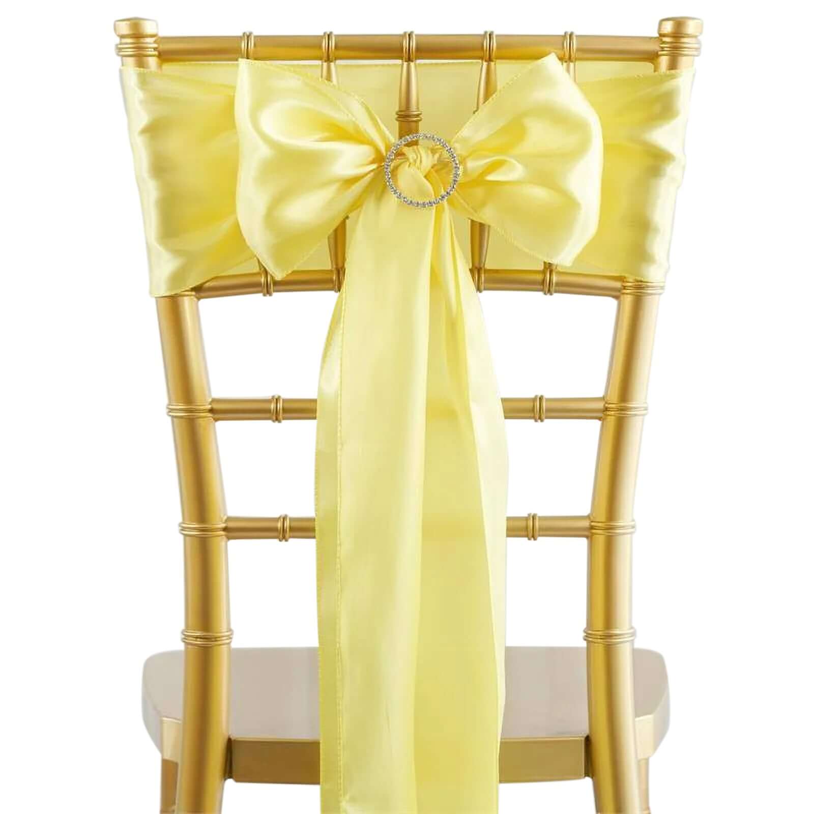5-Piece Set of Durable Yellow Satin Chair Sashes with Shiny Finish, 6x106