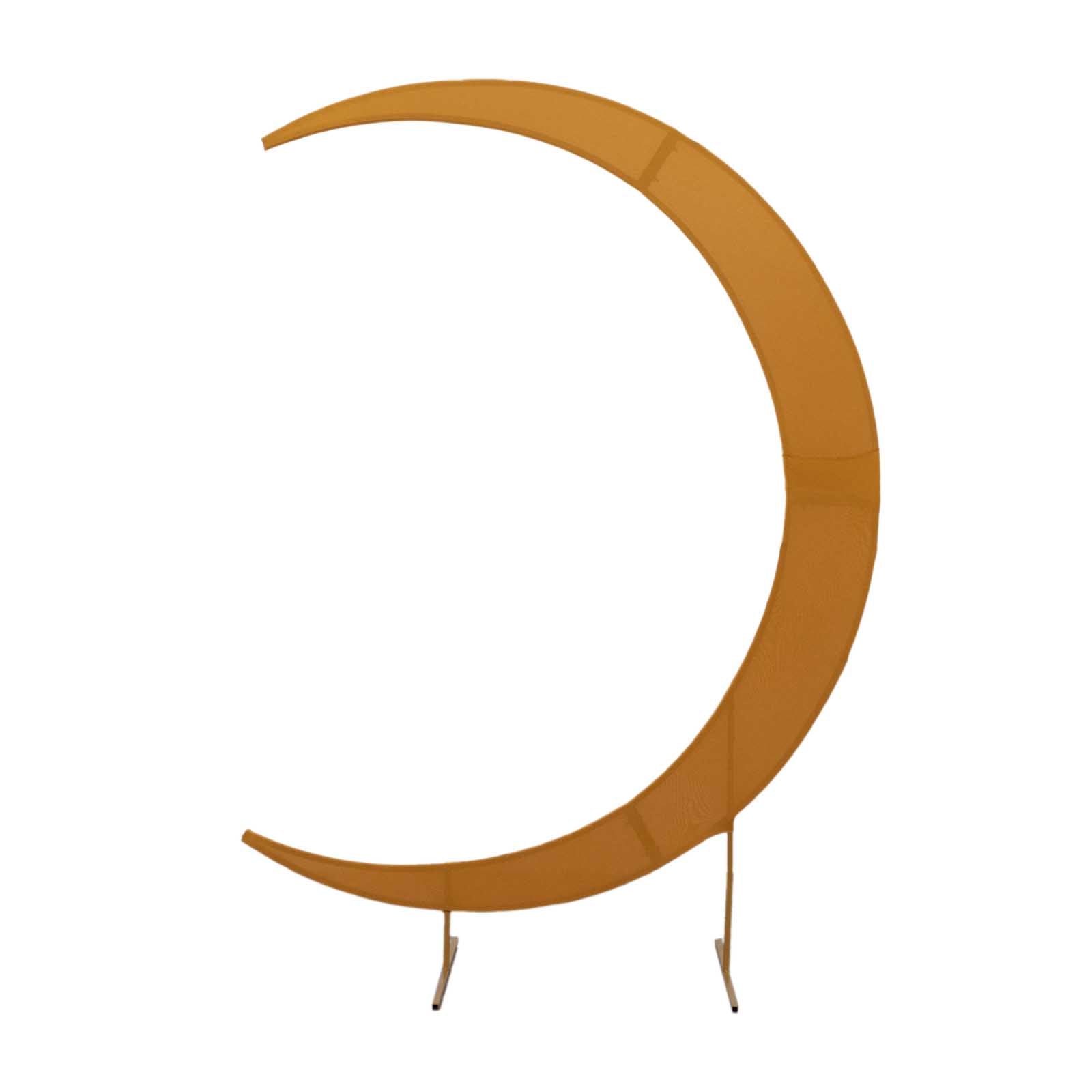 Custom-Fitted 7.5ft Gold Spandex Cover for Crescent Moon Wedding Arch Stand