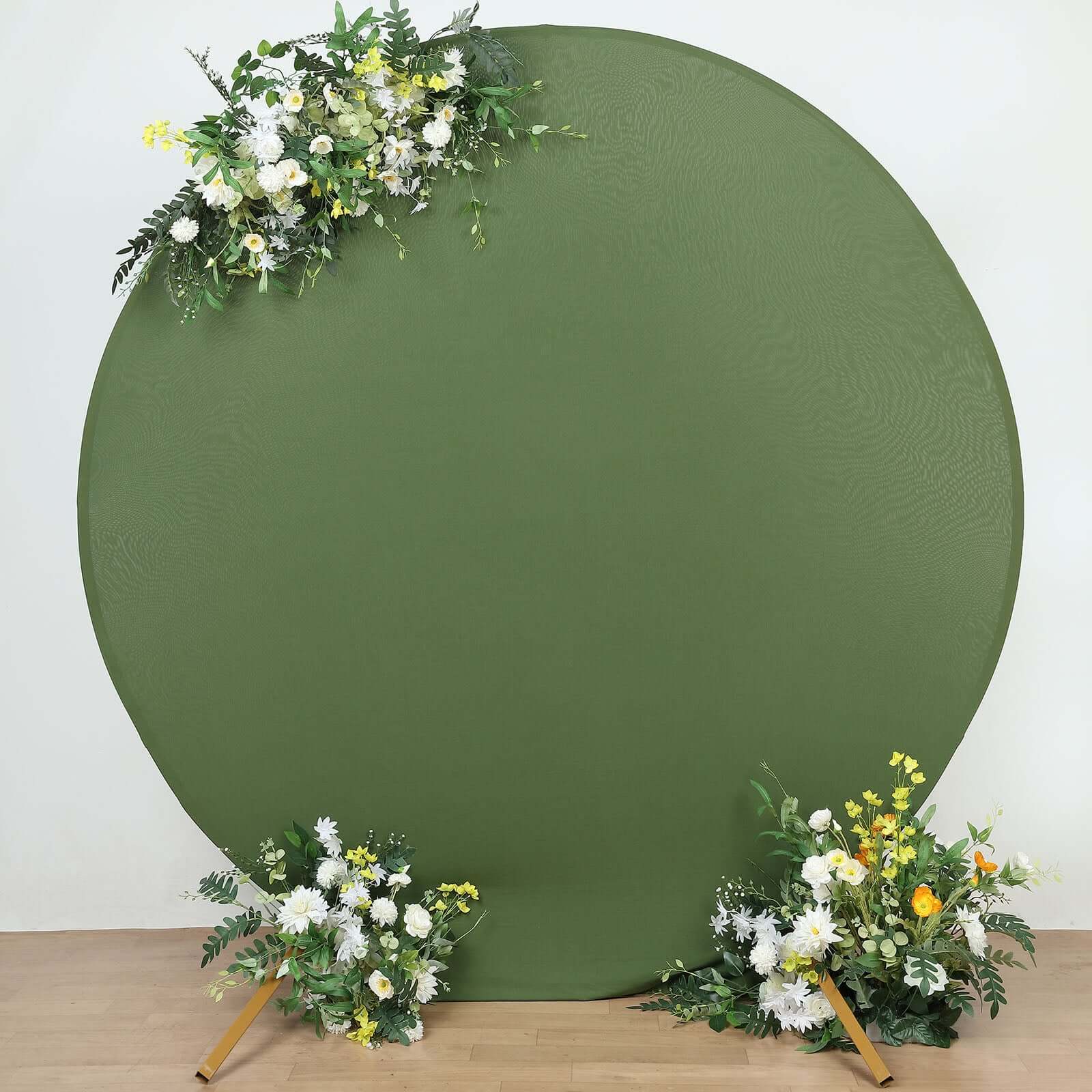Hot Sale! 7.5ft Double - Sided Matte Olive Green Round Spandex Party Backdrop Stand Cover