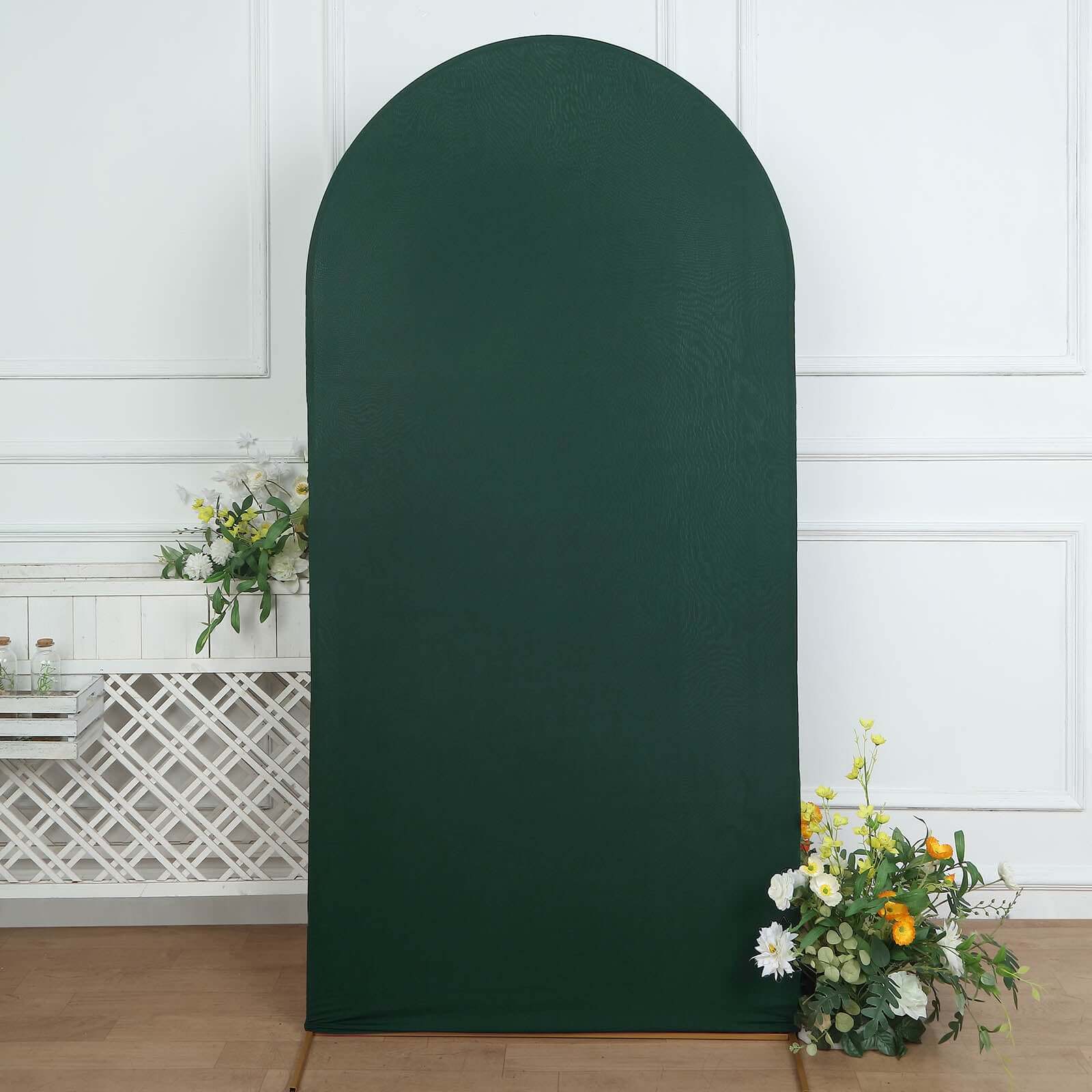 7ft Double - sided Matte Hunter Emerald Green Spandex Fitted Cover for Round Top Wedding Arch