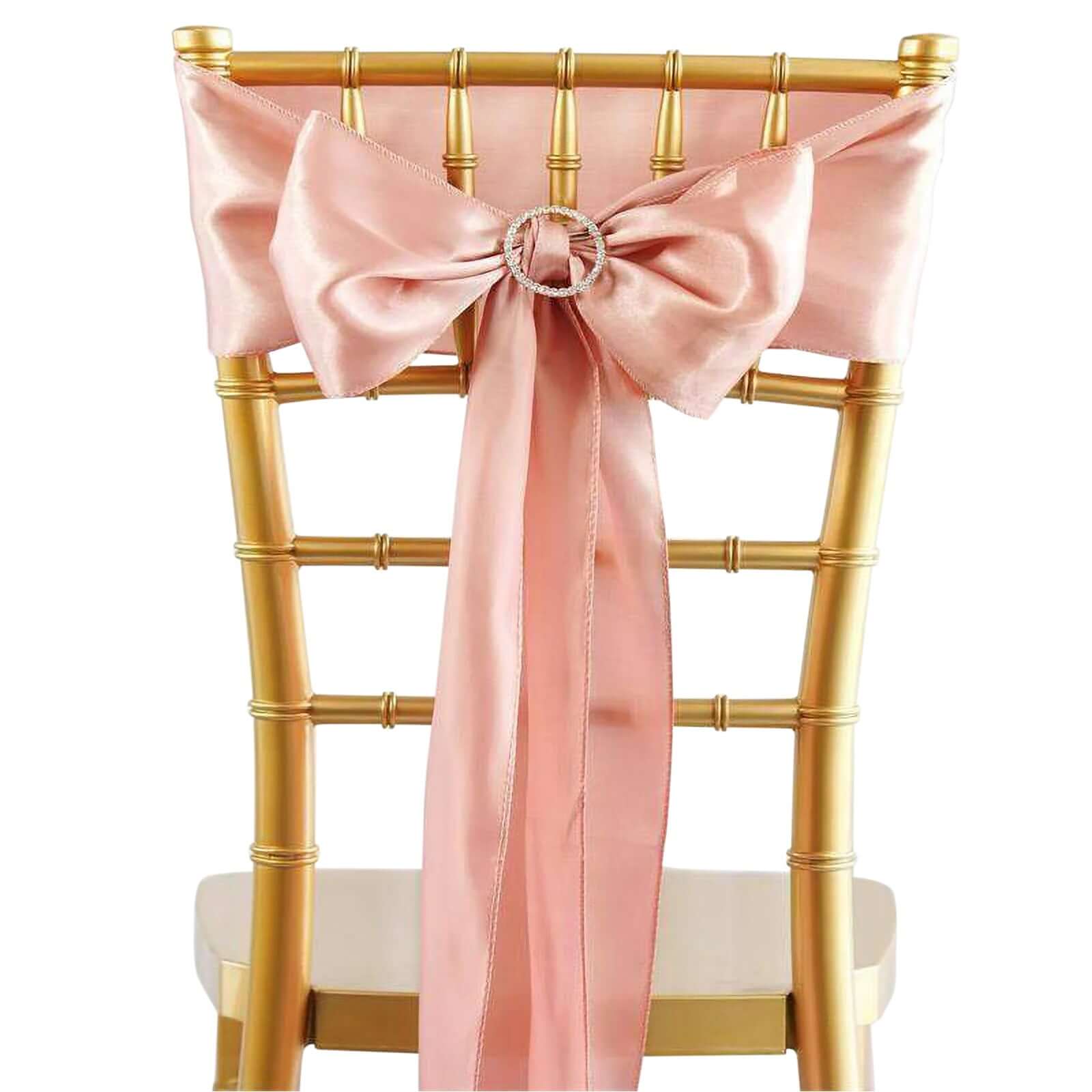5-Piece Set of Dusty Rose Satin Chair Sashes - Durable Bows with Glossy Finish 6x106