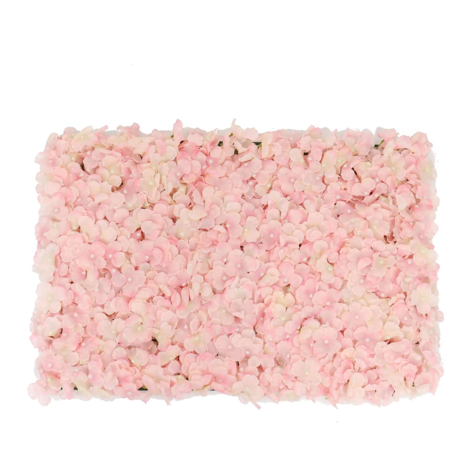 11 Sq ft. UV-Protected Blush Artificial Hydrangea Flower Wall Mat Backdrop - Set of 4 Panels