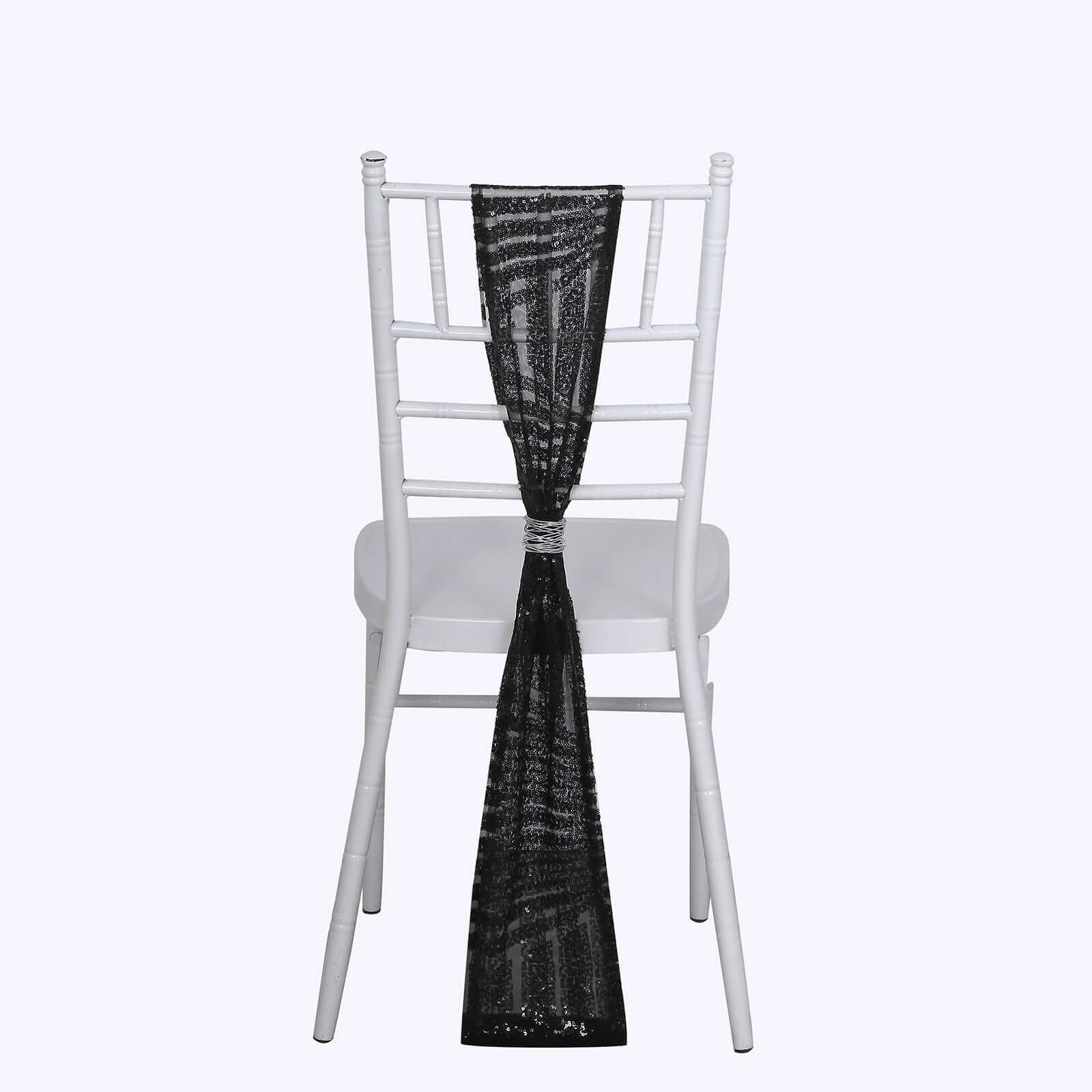 Hot Deal! 5-Pack Black Glittery Sequin Chair Sashes with Geometric Diamond Design for Weddings