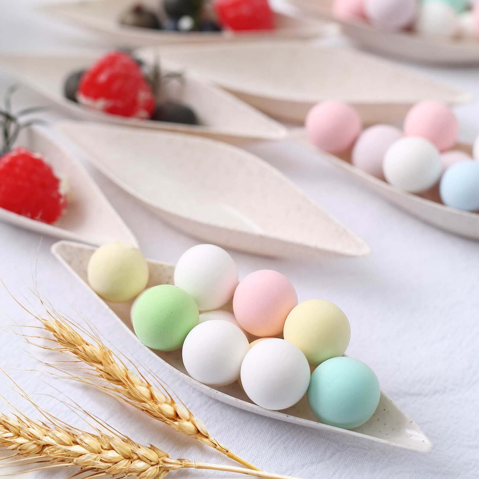 Hot! 24-Pack Biodegradable Mini Wheat Straw Fiber Boat-Shaped Snack Plates for Desserts