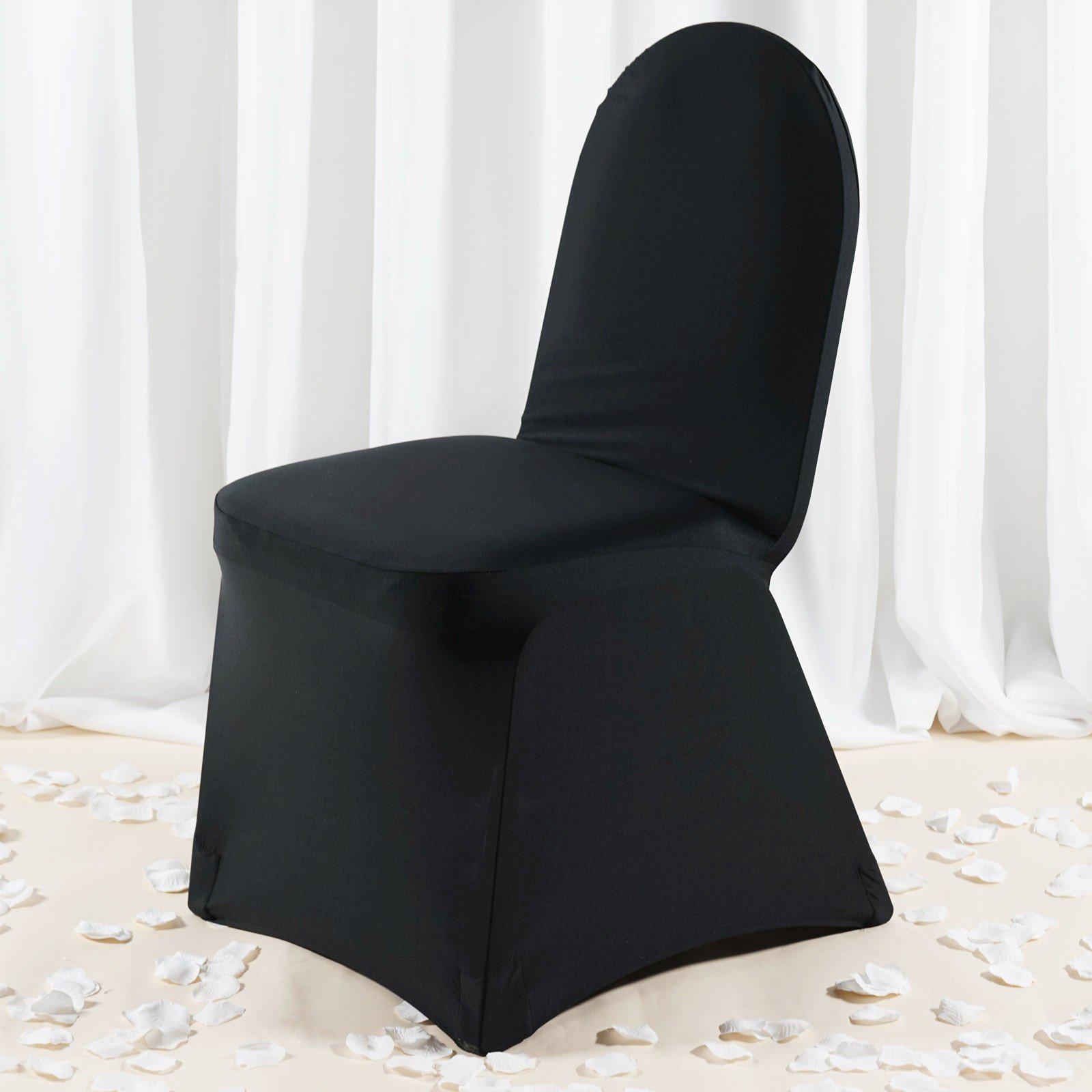 Black Premium Spandex Stretch Chair Cover with Foot Pockets for Banquets - 220GSM