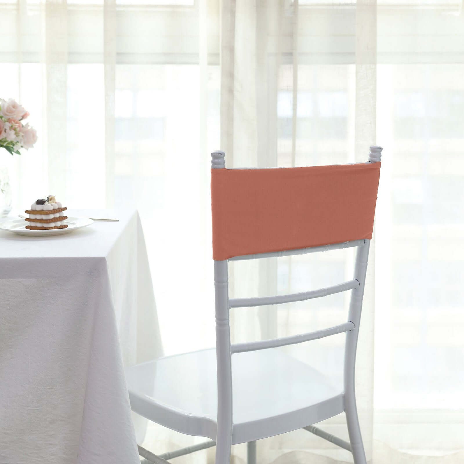 5-Pack Heavy-Duty Stretch Spandex Chair Sashes in Terracotta (Rust) - Ideal for Decorating