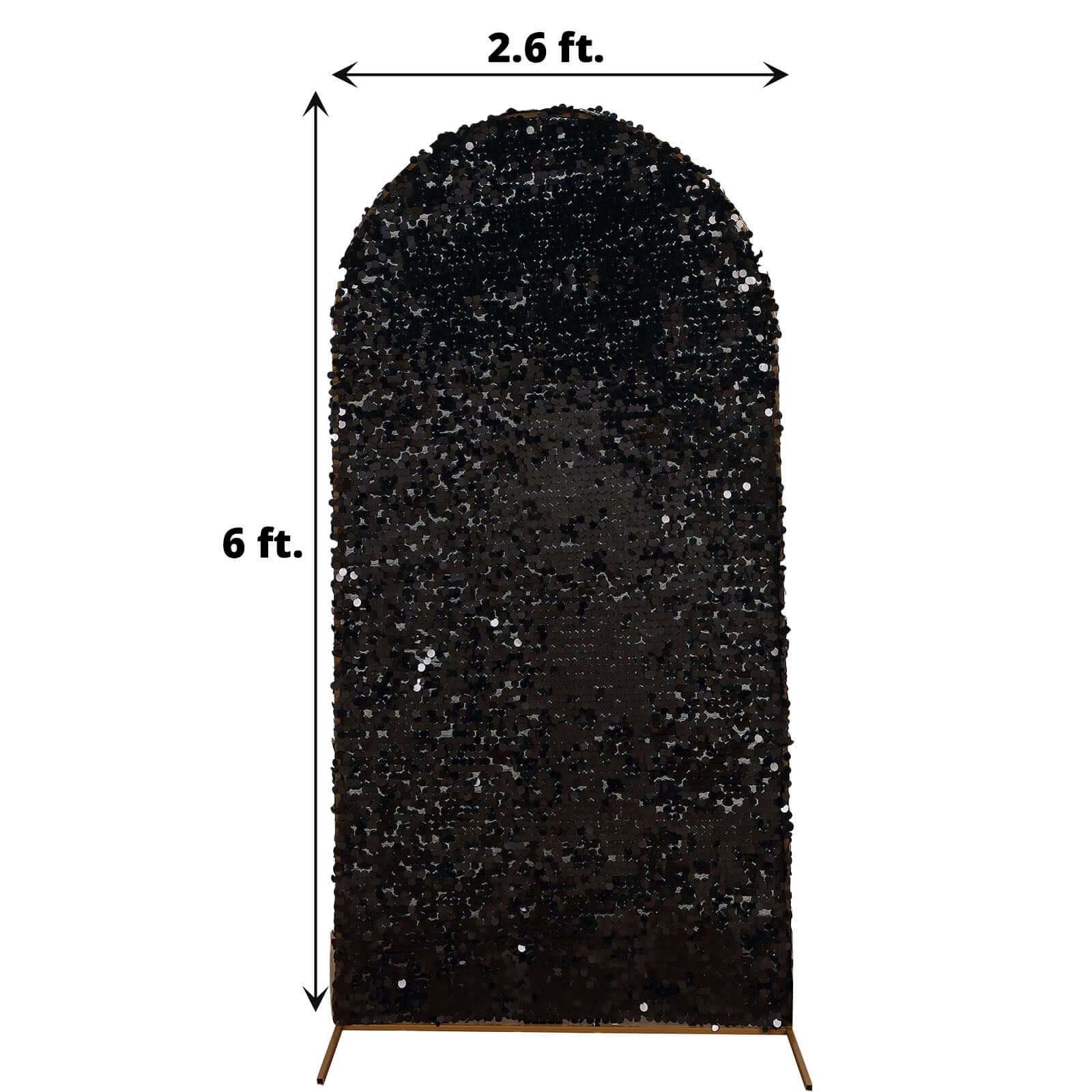 Hot Sale! 6ft Double-Sided Sparkly Black Payette Sequin Cover for Round Top Wedding Arch