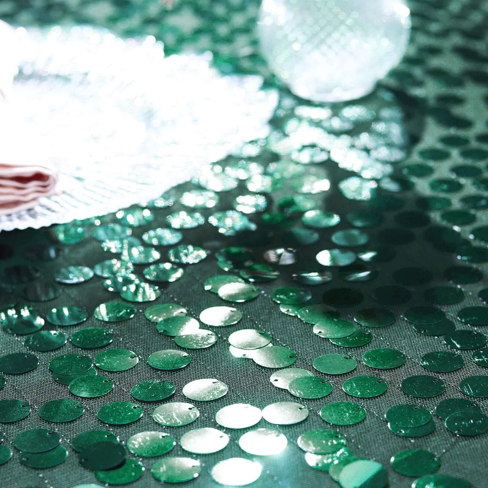 Hunter Emerald Green 54x4 Yards Sequin Mesh Fabric Roll - Ideal for DIY