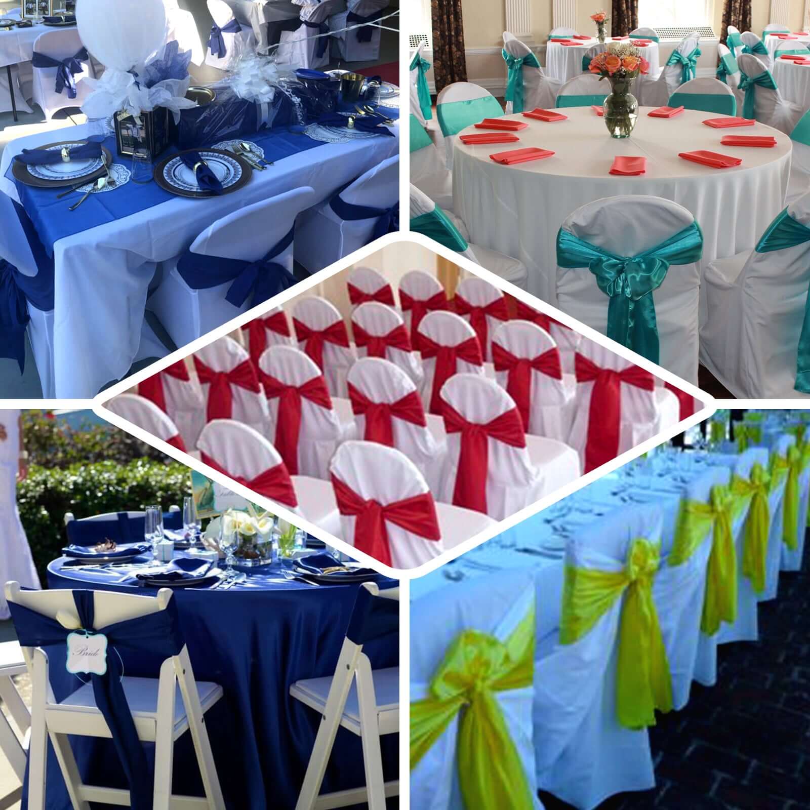 Hot Sale! 5-Piece Set of Charcoal Gray Polyester Chair Sashes, 6x108 Inches