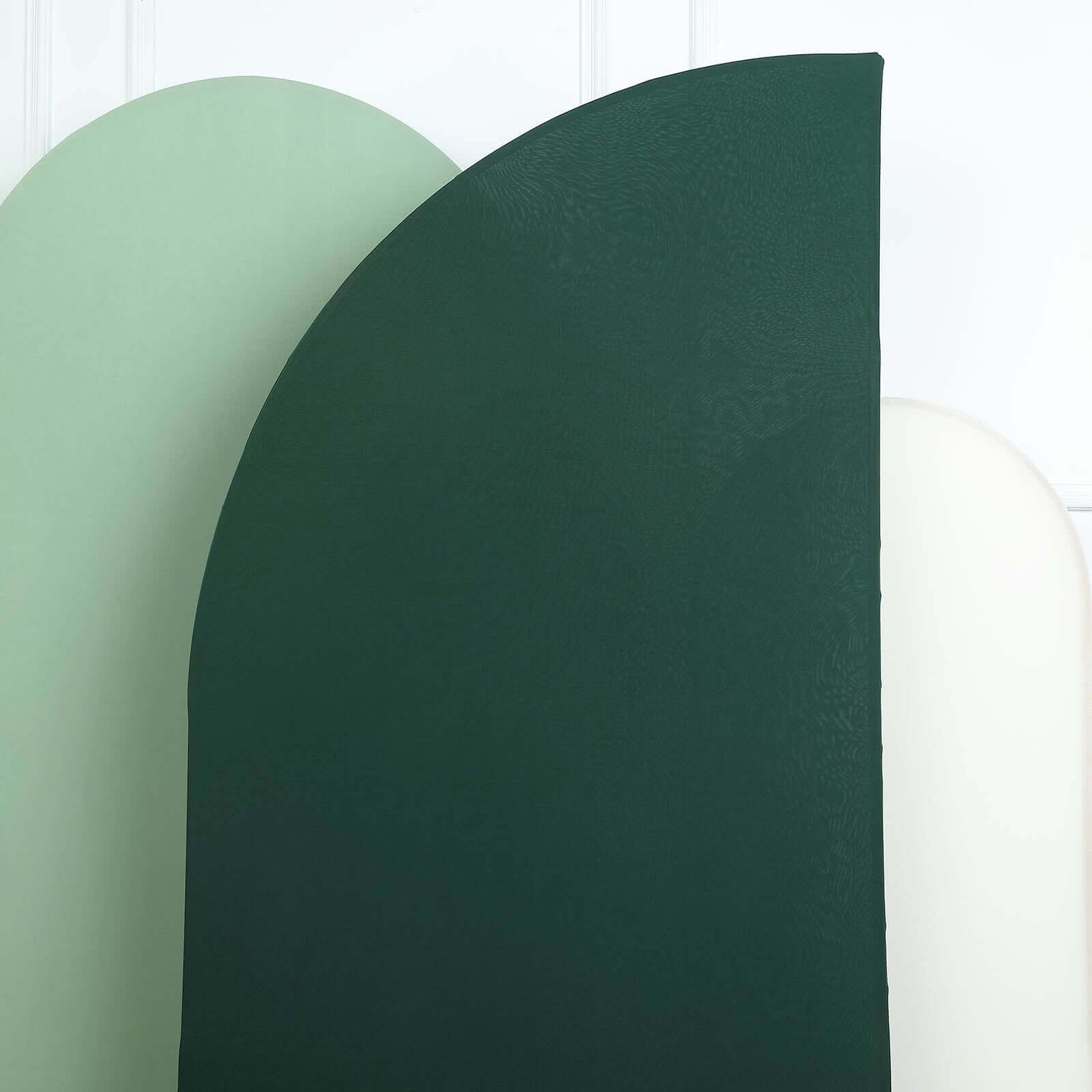7ft Custom-Fitted Matte Hunter Emerald Green Spandex Half Moon Chiara Wedding Arch Backdrop Cover