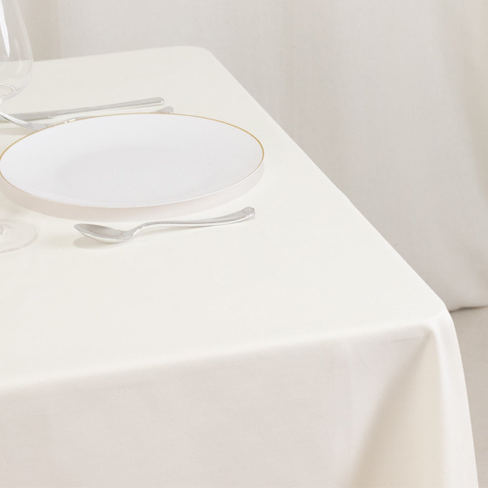 Wrinkle-Resistant Ivory 70x70 Square Cotton Blend Tablecloth