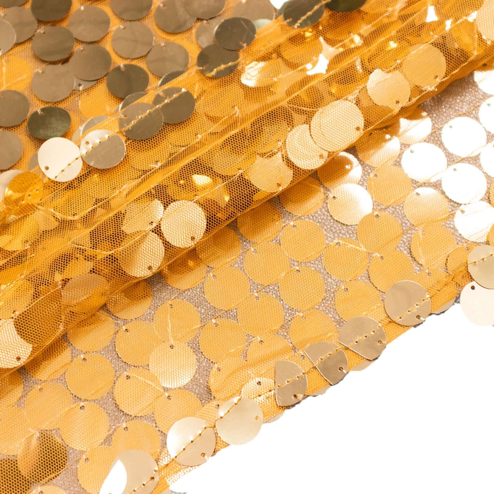 7ft Gold Double-Sided Payette Sequin Chiara Wedding Arch Cover for Half Moon Backdrop Stand - Great Deal!